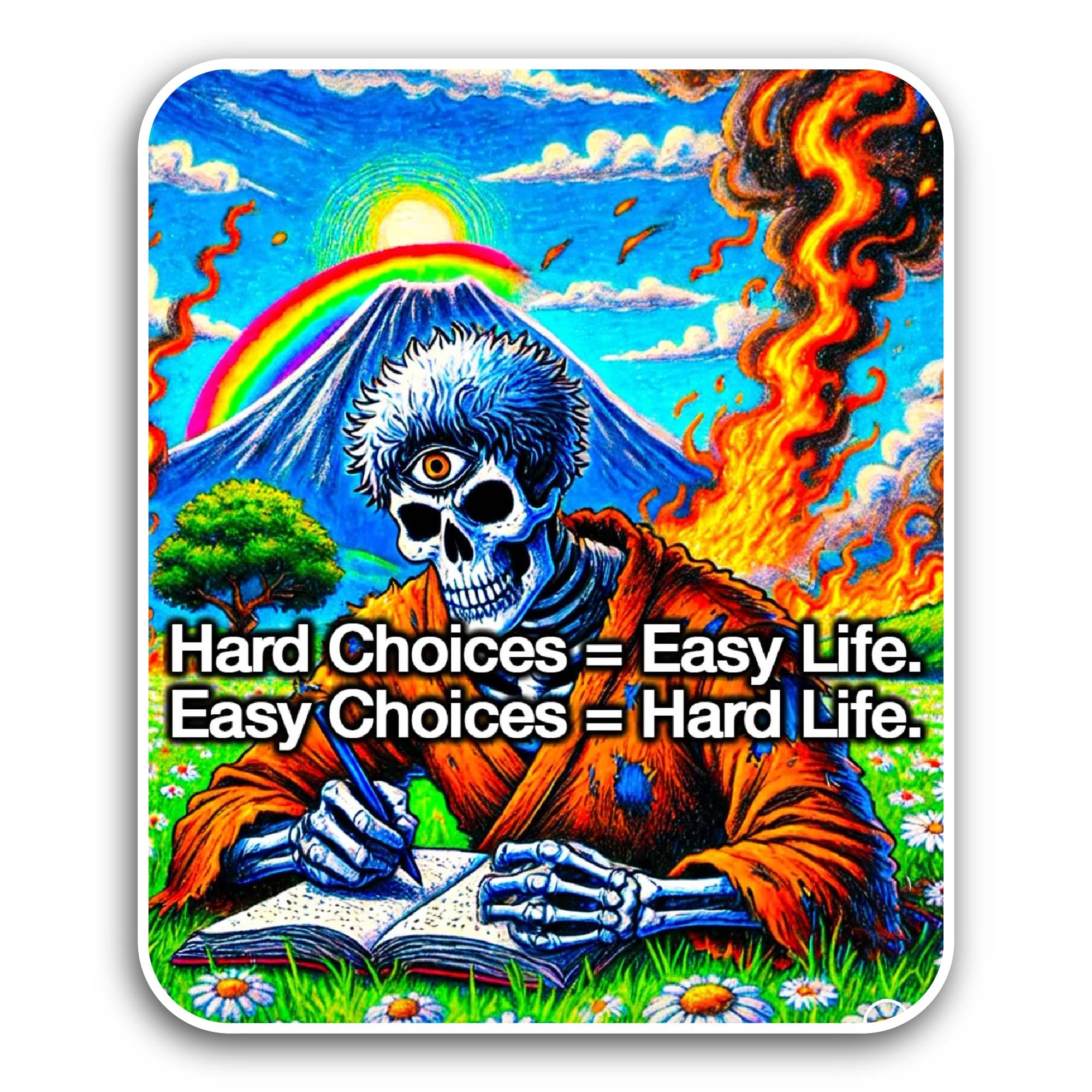 2 (Pieces) 3" and 5" Hard Choices Easy Life Sticker, Waterproof Vinyl Decals for Many Purpose Like C