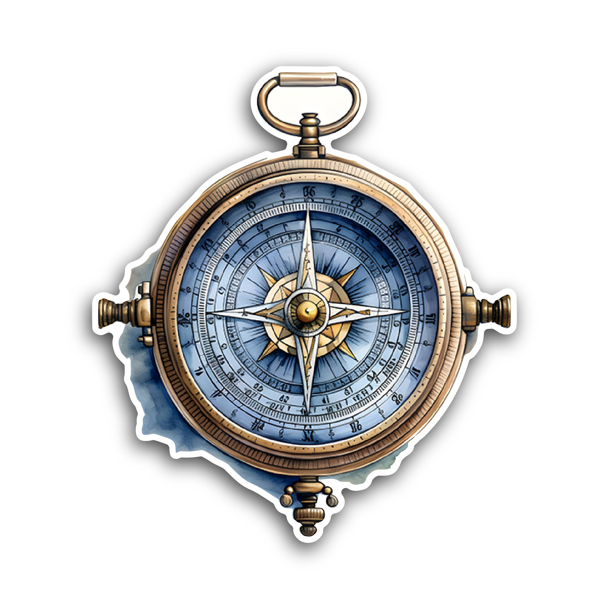 2 (Pieces) 3" and 5" Blue Face Compass Sticker, Waterproof Vinyl Decals for Many Purpose Like Cars,