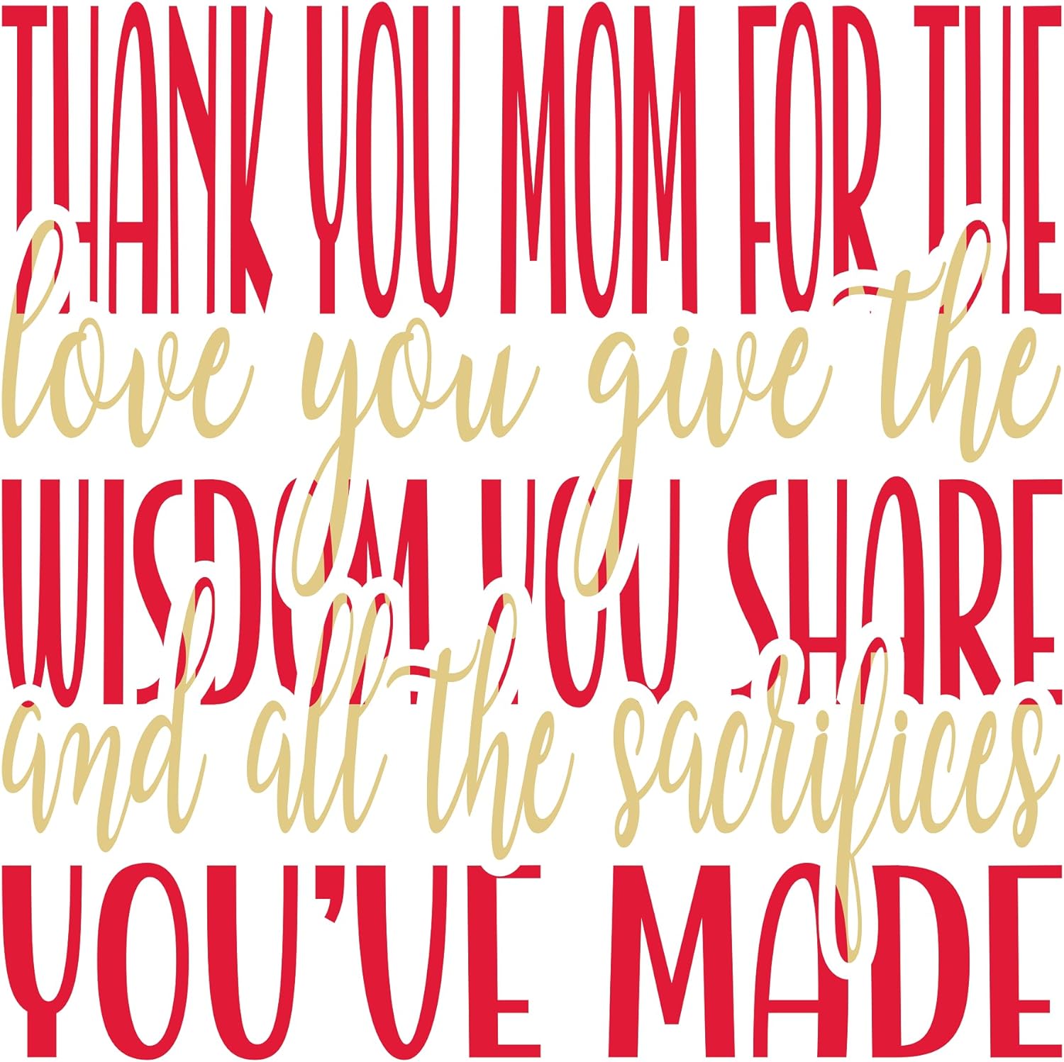 Inspirational Quote "Thank You Mom for The Love You Give The Wisdom You Share and All The Sacrifices You've Made" Motivational Sticker Vinyl Decal Motivation Stickers- 5" Vinyl Sticker Waterproof