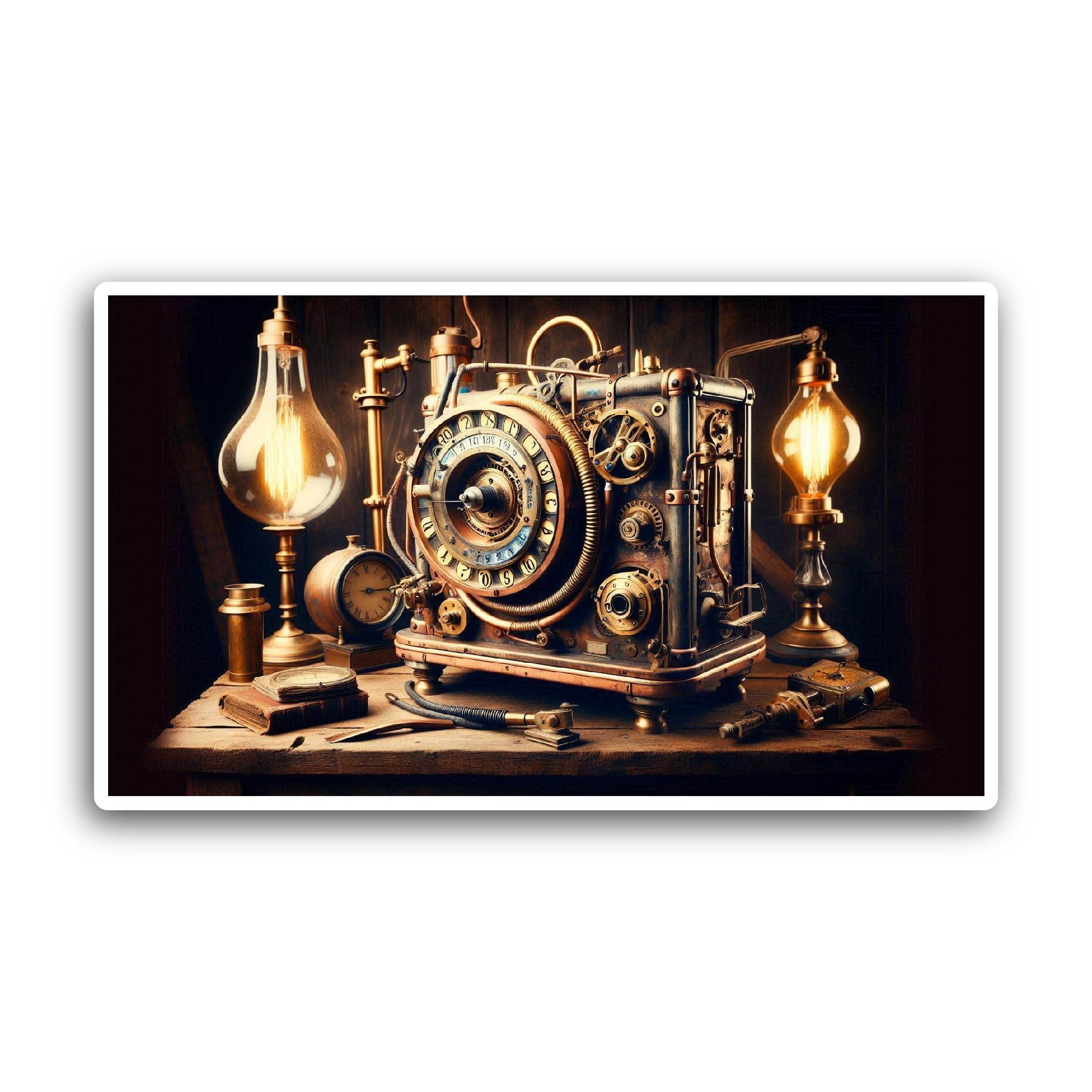 2 (Pieces) 3" and 5" Steampunk Machine Sticker, Waterproof Vinyl Decals for Many Purpose Like Cars,