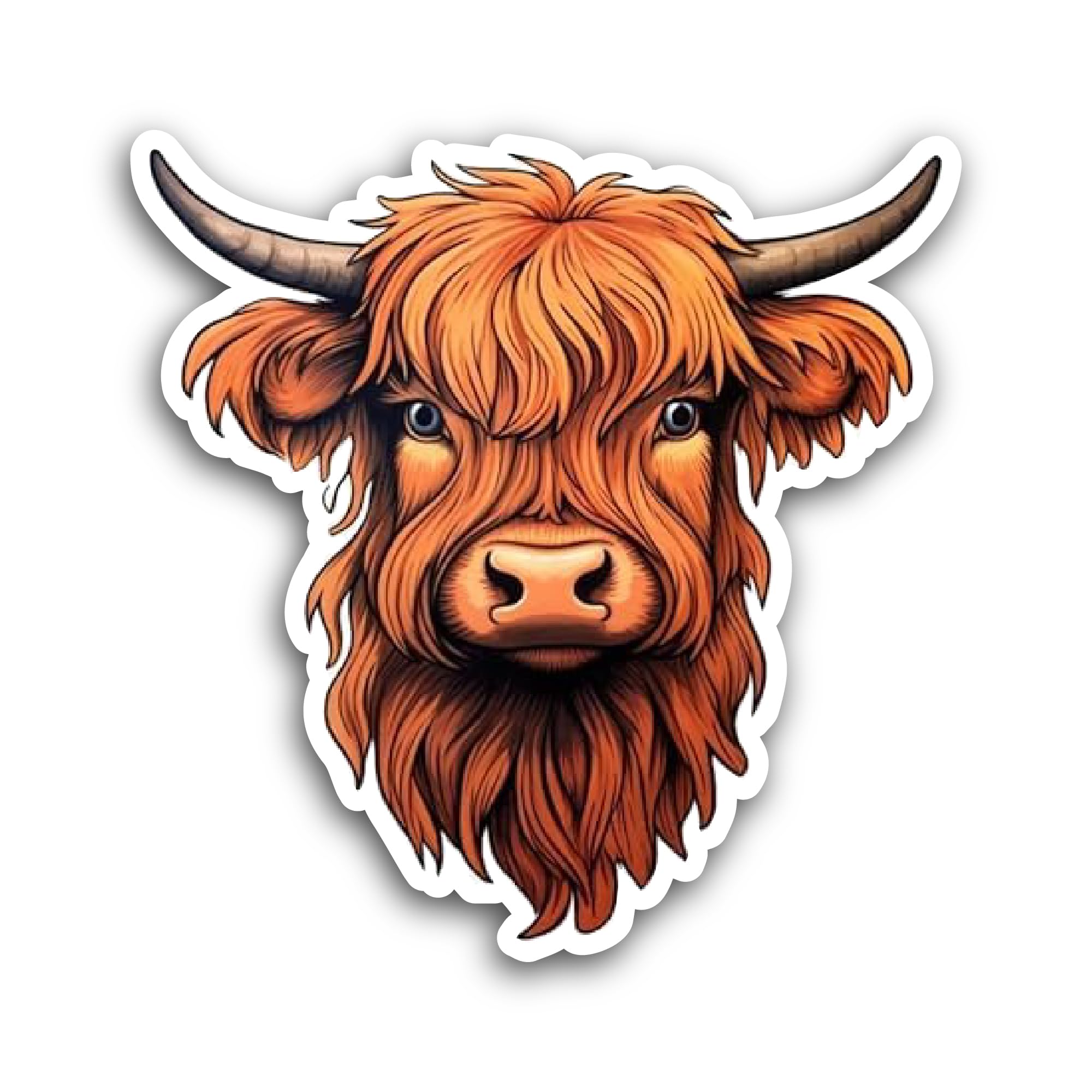 2 (Pieces) 3" and 5" Bull with Long Hair Sticker, Waterproof Vinyl Decals for Many Purpose Like Cars