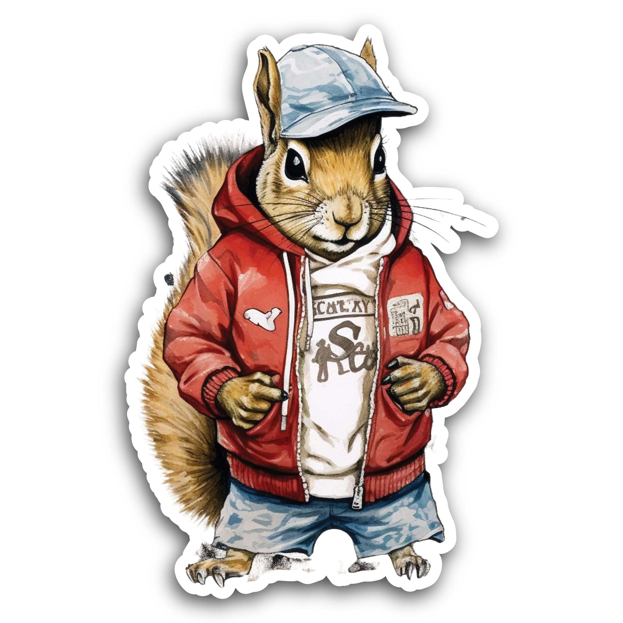 2 (Pieces) 3" and 5" Cute Squirrel Sticker, Waterproof Vinyl Decals for Many Purpose Like Cars, Truc