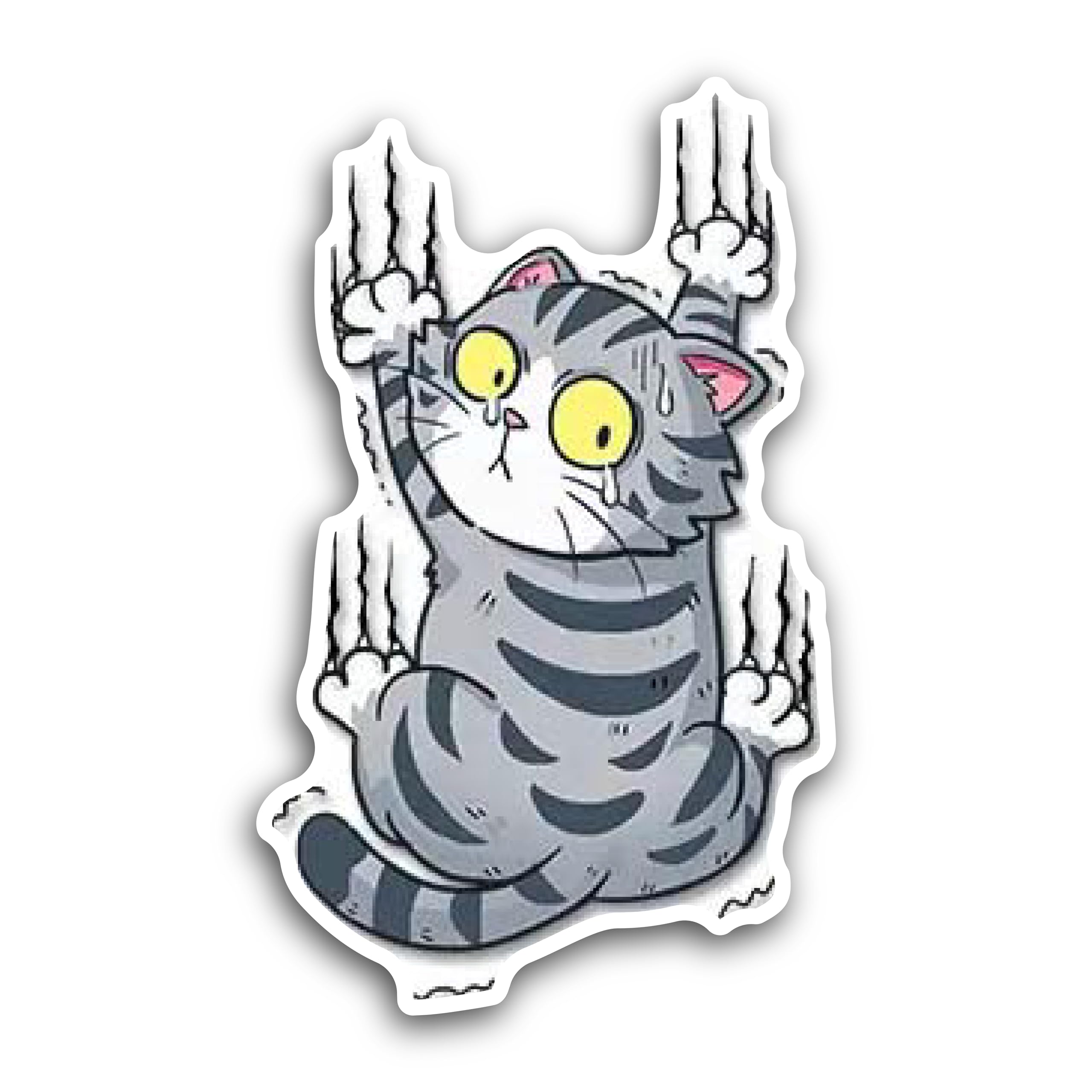 2 (Pieces) 3" and 5" Grey Color cat Looking Back Decal Sticker, Waterproof Vinyl Decals for Many Pur