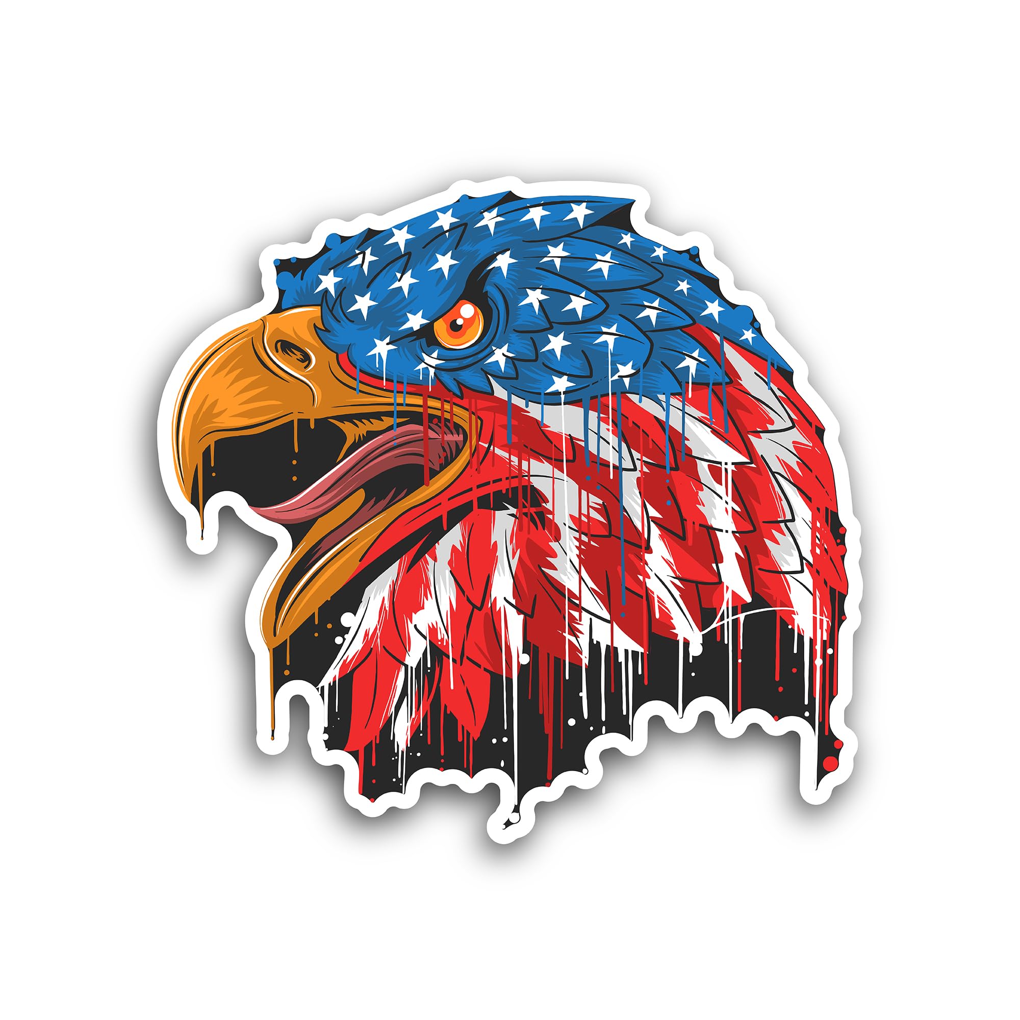 2 (Pieces) 3" and 5" Eagle Head America Flag Sticker, Waterproof Vinyl Decals for Many Purpose Like