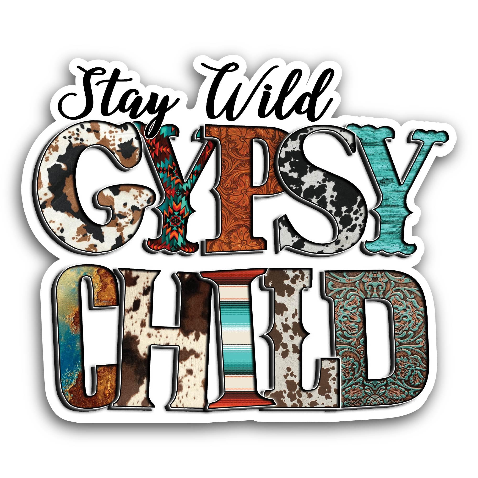 2 (Pieces) 3" and 5" Stay Wild Gypsy Child Sticker, Waterproof Vinyl Decals for Many Purpose Like Ca
