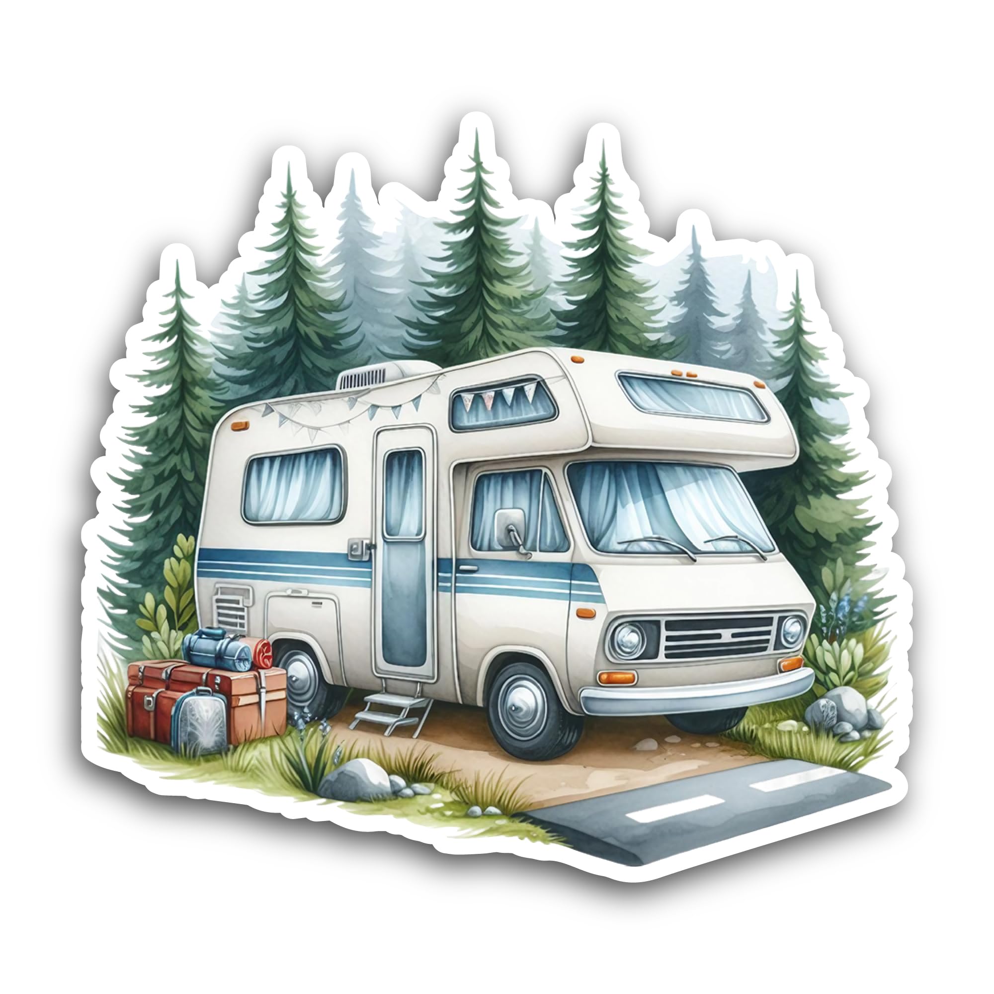 2 (Pieces) 3" and 5" Camper Van Sticker, Waterproof Vinyl Decals for Many Purpose Like Cars, Trucks,
