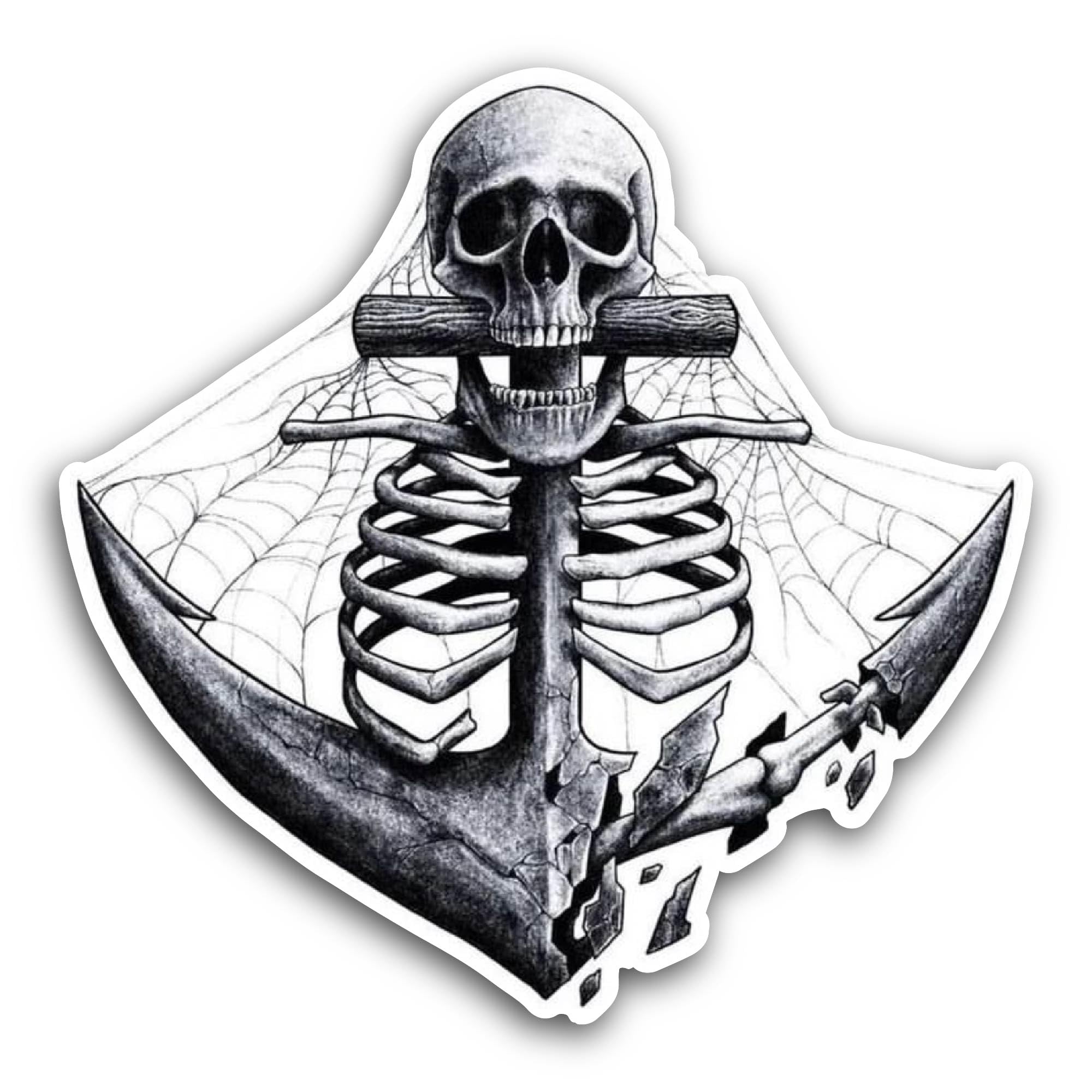 2 (Pieces) 3" and 5" Skull Anchor Sticker, Waterproof Vinyl Decals for Many Purpose Like Cars, Truck