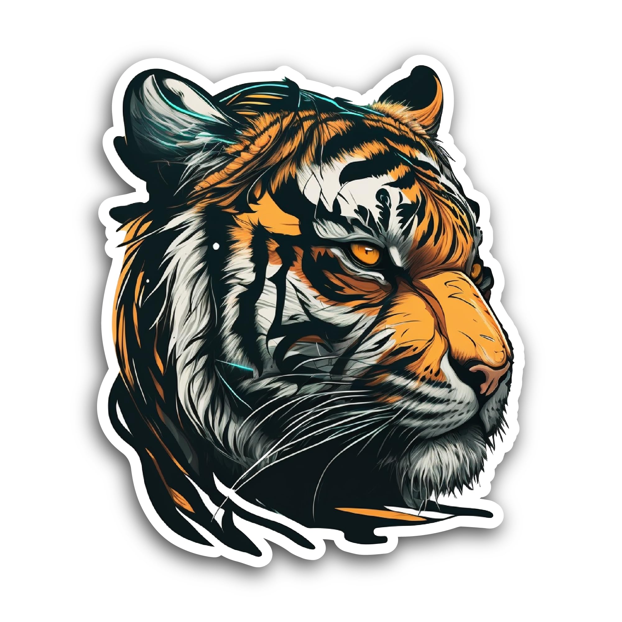 2 (Pieces) 3" and 5" Tiger Head Sticker, Waterproof Vinyl Decals for Many Purpose Like Cars, Trucks,