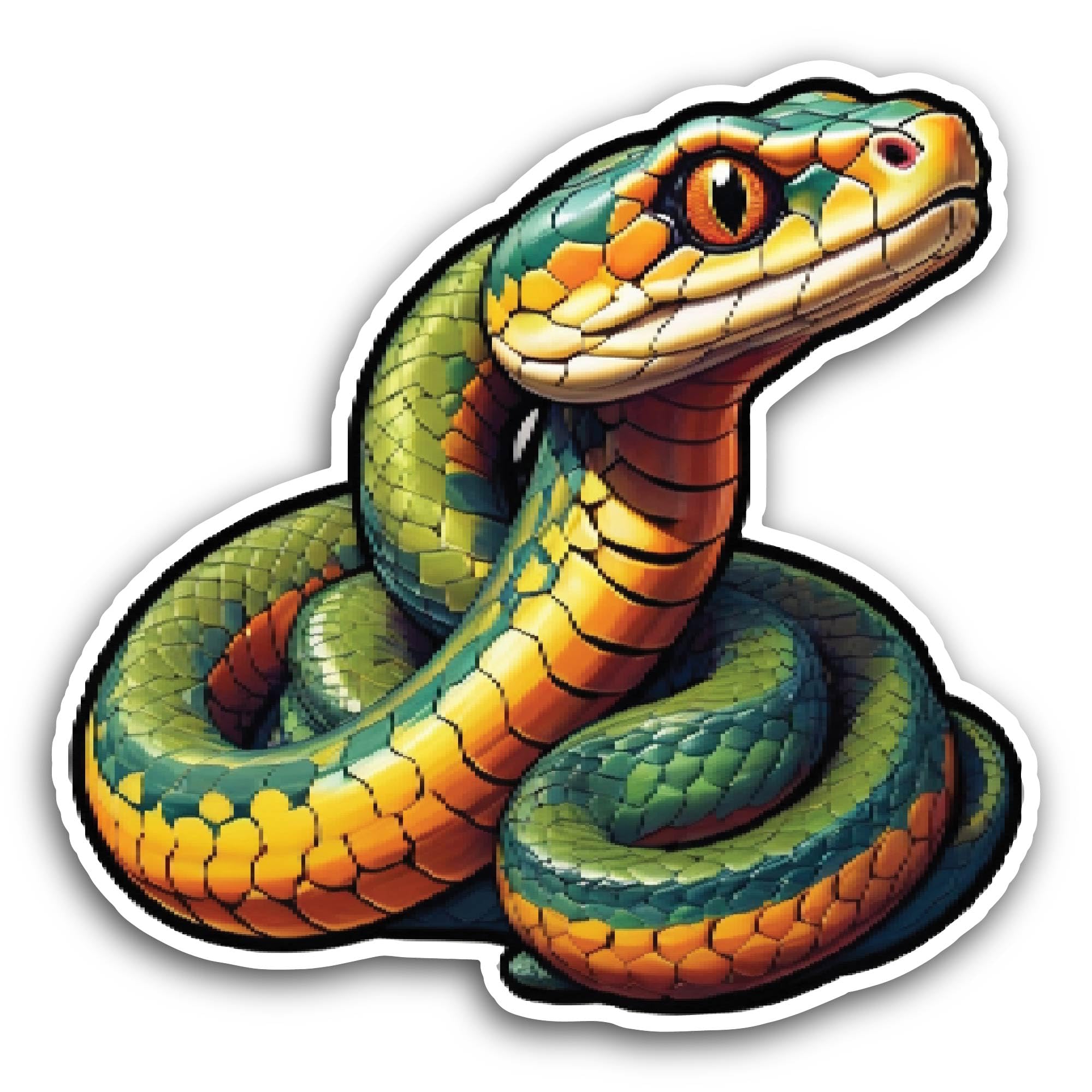 2 (Pieces) 3" and 5" Green Snake Sticker, Waterproof Vinyl Decals for Many Purpose Like Cars, Trucks