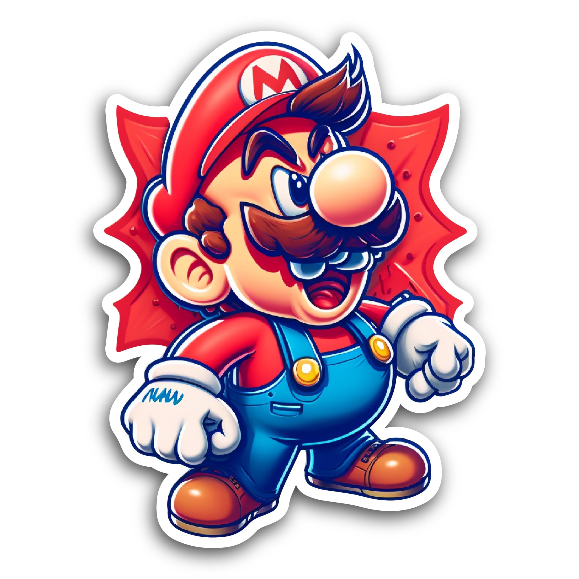 2 (Pieces) 3" and 5" Cartoon Character with Blue Outfit Sticker, Waterproof Vinyl Decals for Many Pu