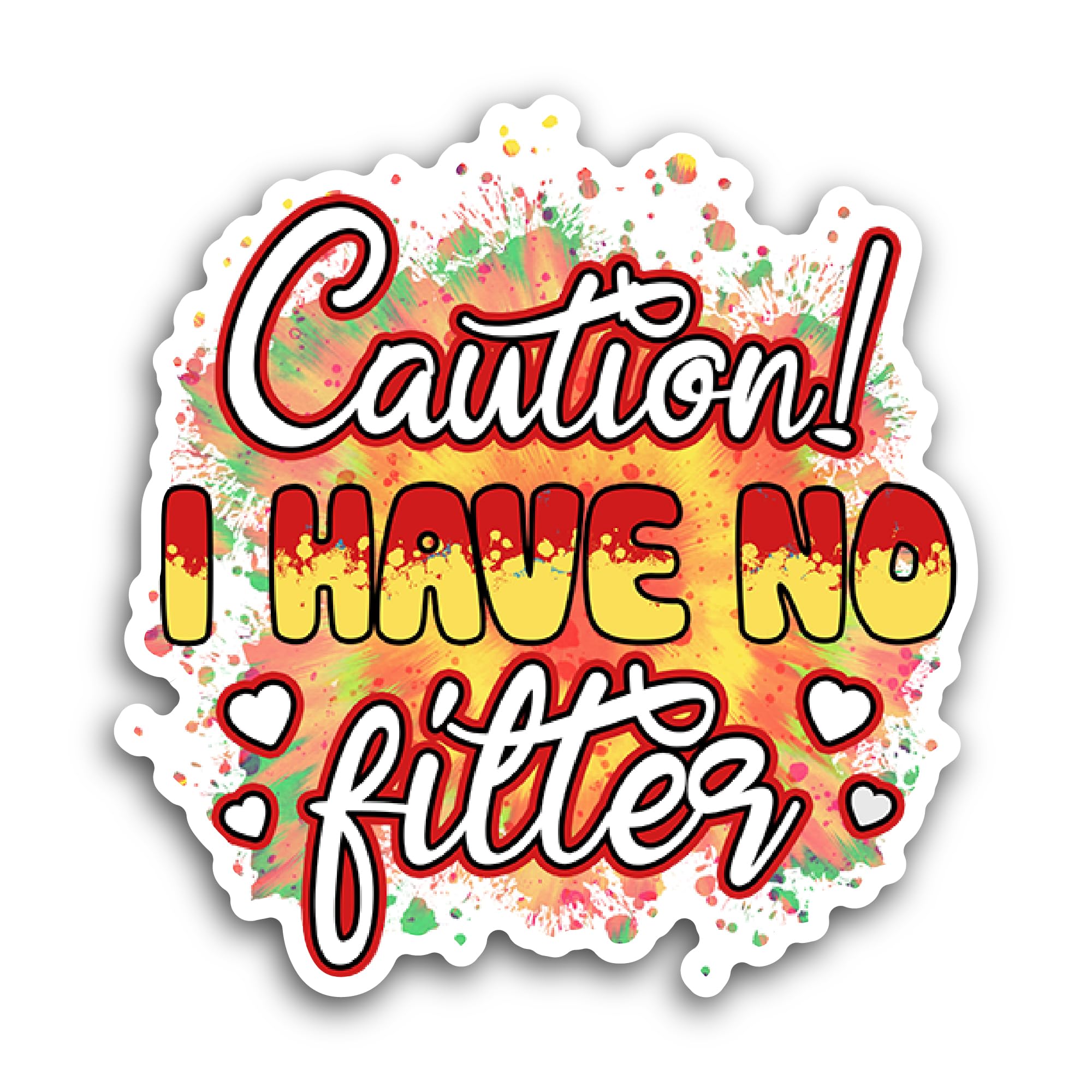 2 (Pieces) 3" and 5" Caution I Have No Filter Sticker, Waterproof Vinyl Decals for Many Purpose Like