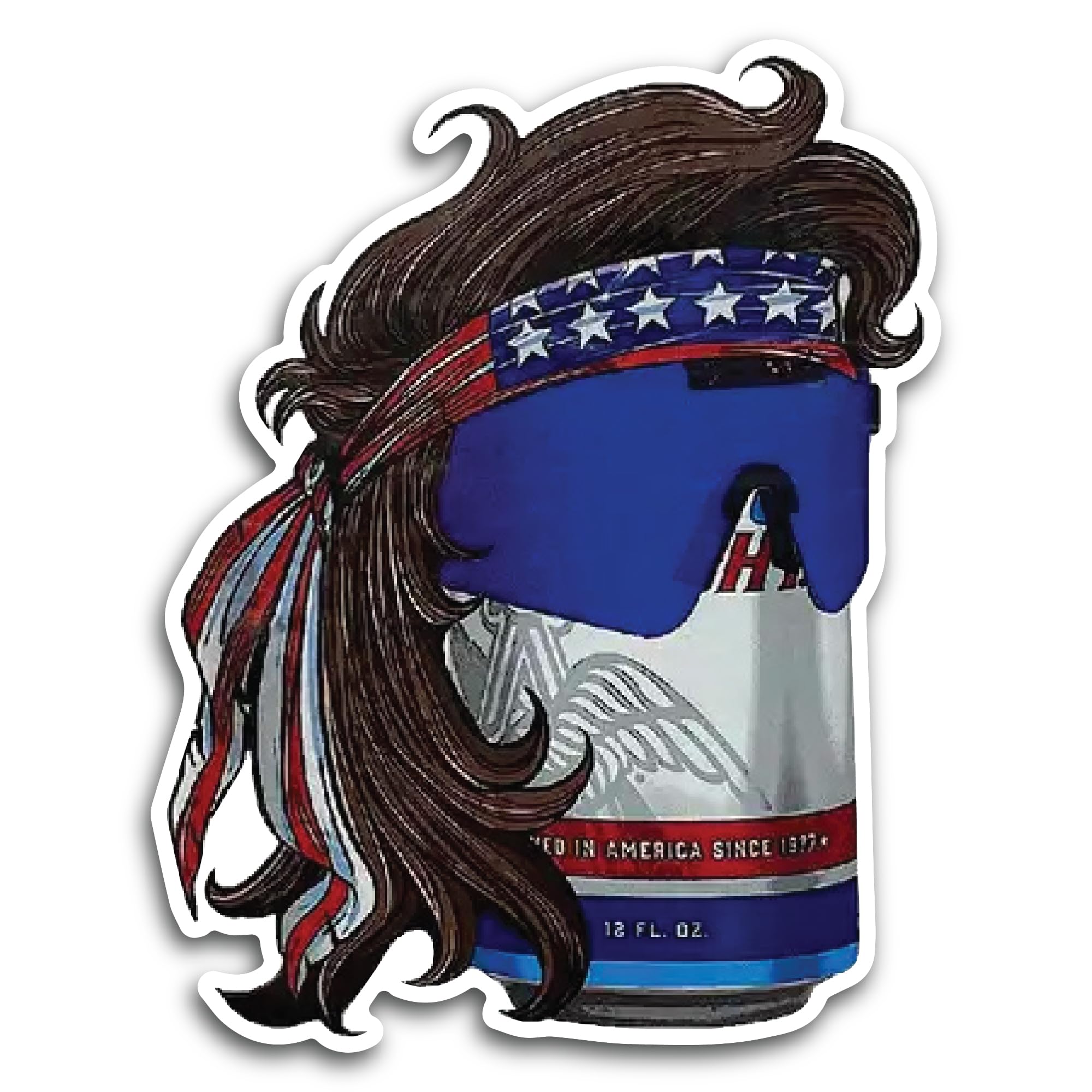 2 (Pieces) 3" and 5" Wig and Glass on a Can Decal Sticker, Waterproof Vinyl Decals for Many Purpose