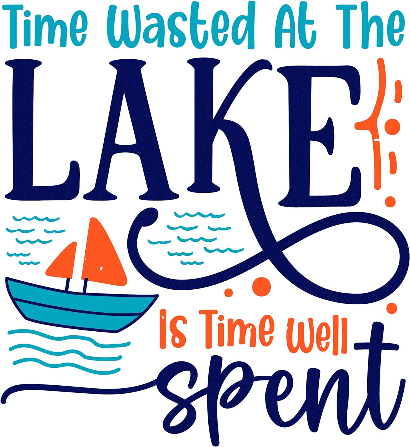 Inspirational Quote "Time Wasted at The Lake is time Well Spent" Motivational Sticker Vinyl Decal Motivation Stickers- 5" Vinyl Sticker Waterproof