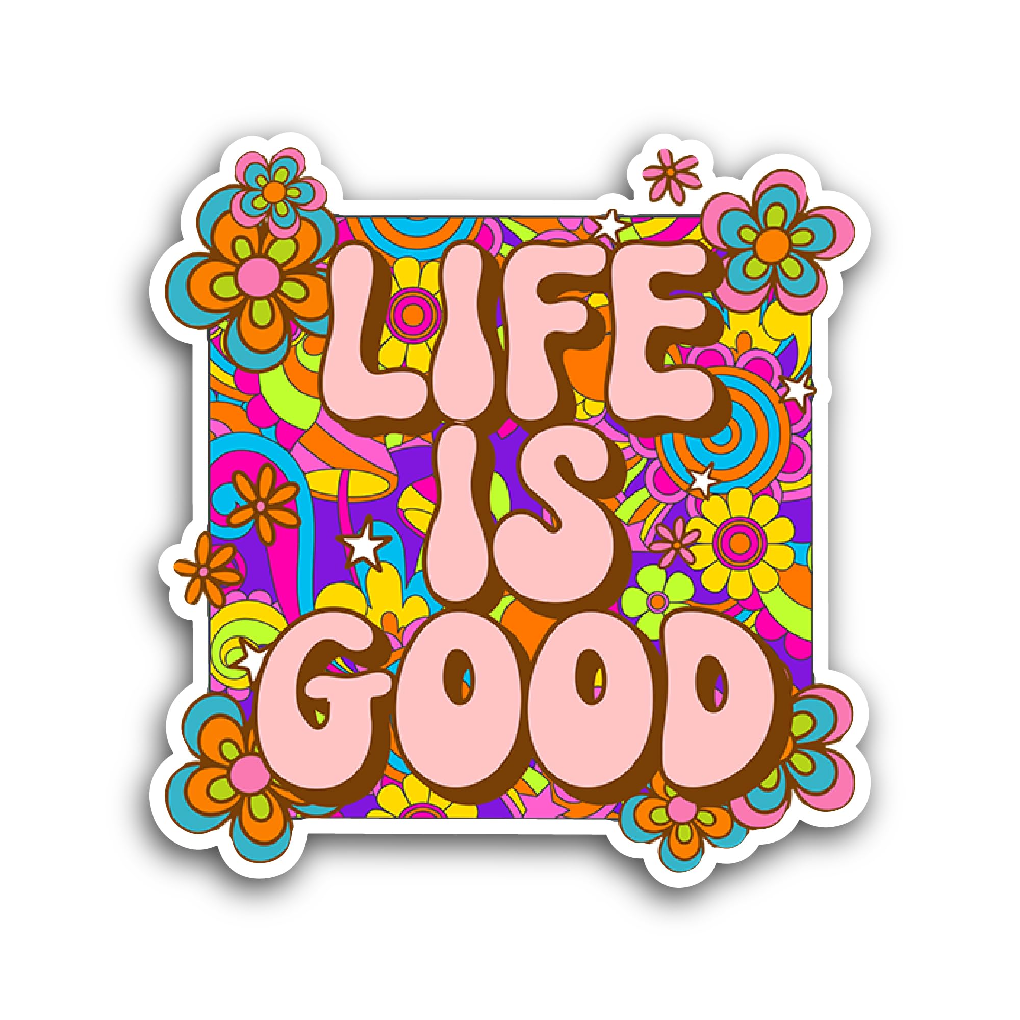 2 (Pieces) 3" and 5" Life is Good Text Sticker, Waterproof Vinyl Decals for Many Purpose Like Cars,