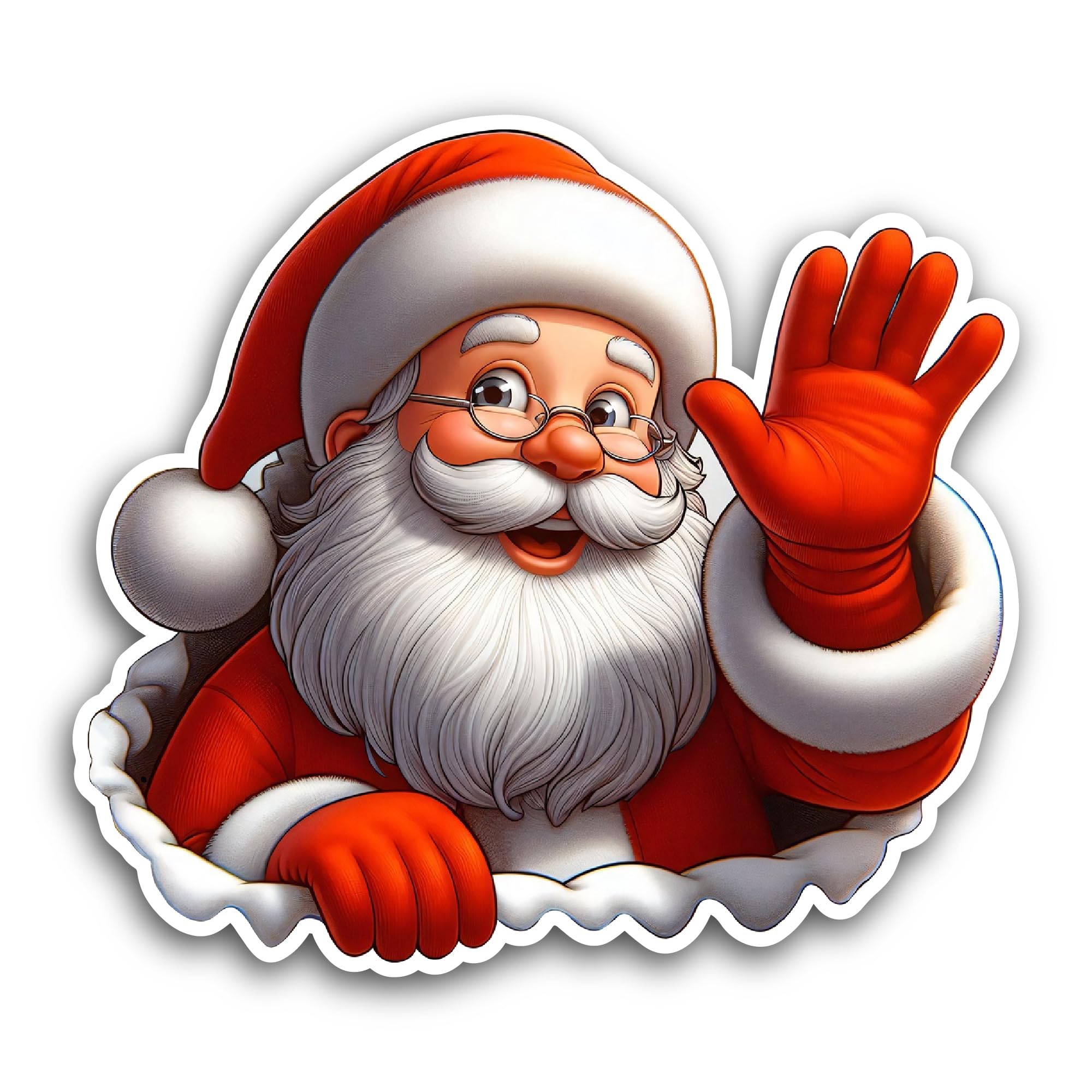 2 (Pieces) 3" and 5" Santa Claus Sticker, Waterproof Vinyl Decals for Many Purpose Like Cars, Trucks
