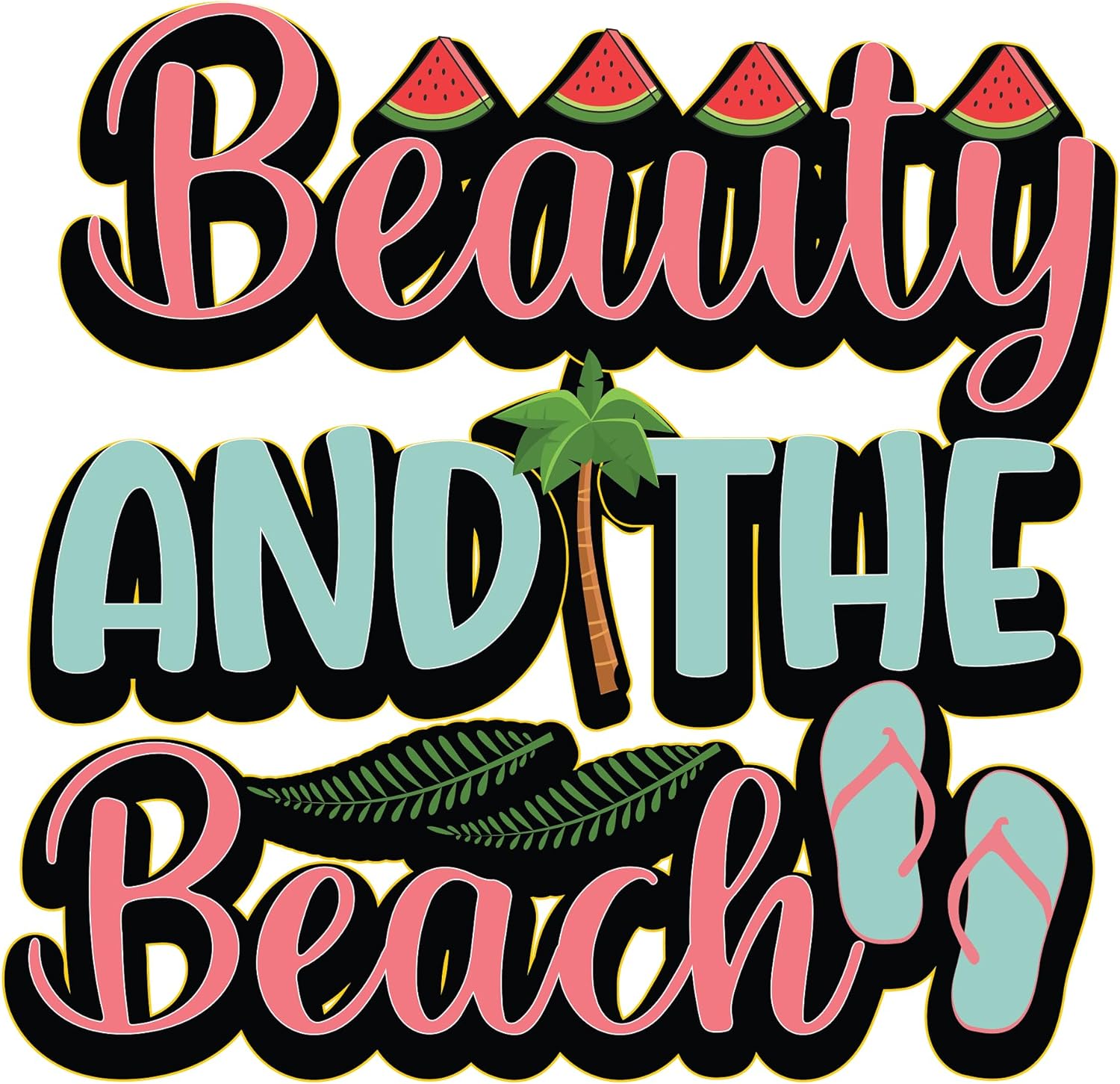 Inspirational Quote "Beauty and The Beach" Motivational Sticker Vinyl Decal Motivation Stickers- 5" Vinyl Sticker Waterproof