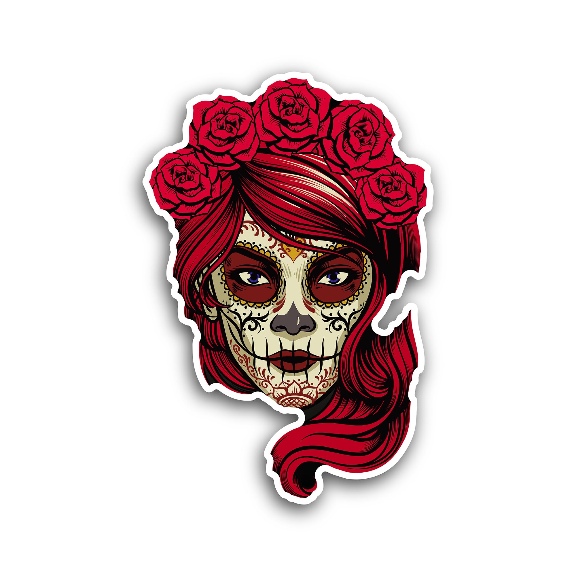 2 (Pieces) 3" and 5" Sugar Skull Girl Vinyl Decals Sticker, Waterproof Vinyl Decals for Many Purpose