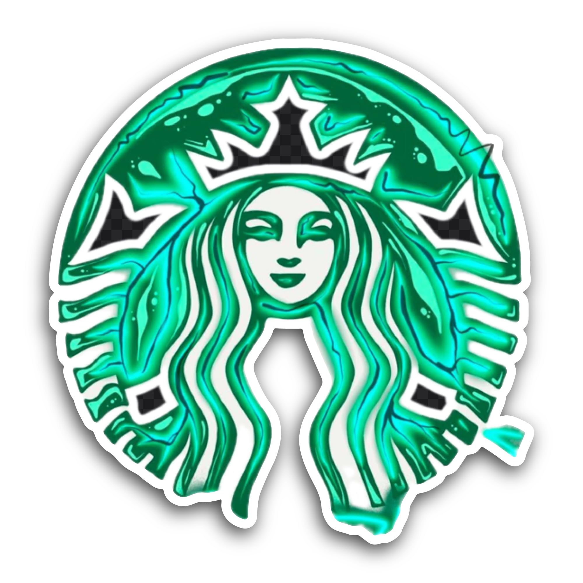 2 (Pieces) 3" and 5" St@rbucks Logo Sticker, Waterproof Vinyl Decals for Many Purpose Like Cars, Tru