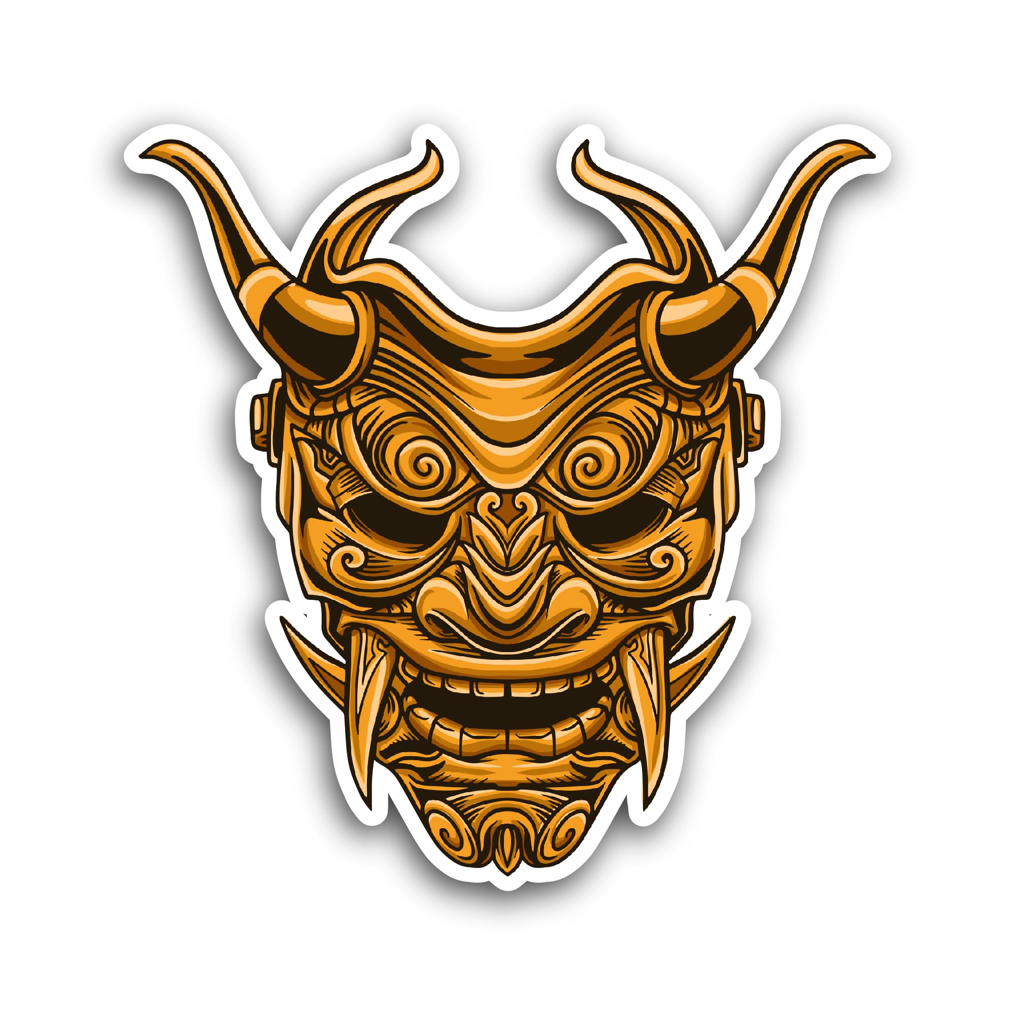 2 (Pieces) 3" and 5" Samurai Demon Head Sticker, Waterproof Vinyl Decals for Many Purpose Like Cars,