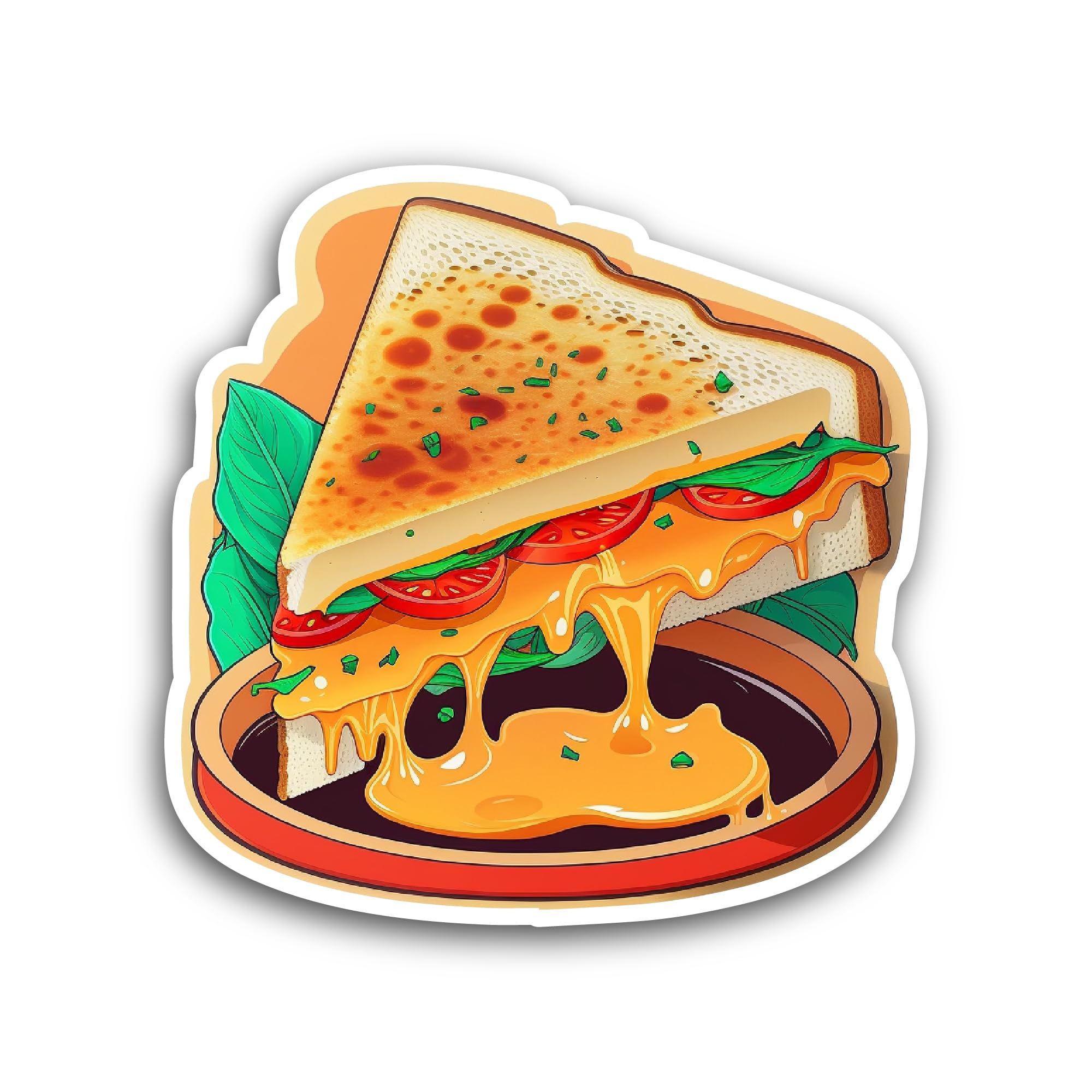 2 (Pieces) 3" and 5" Cheese Sandwich Sticker, Waterproof Vinyl Decals for Many Purpose Like Cars, Tr