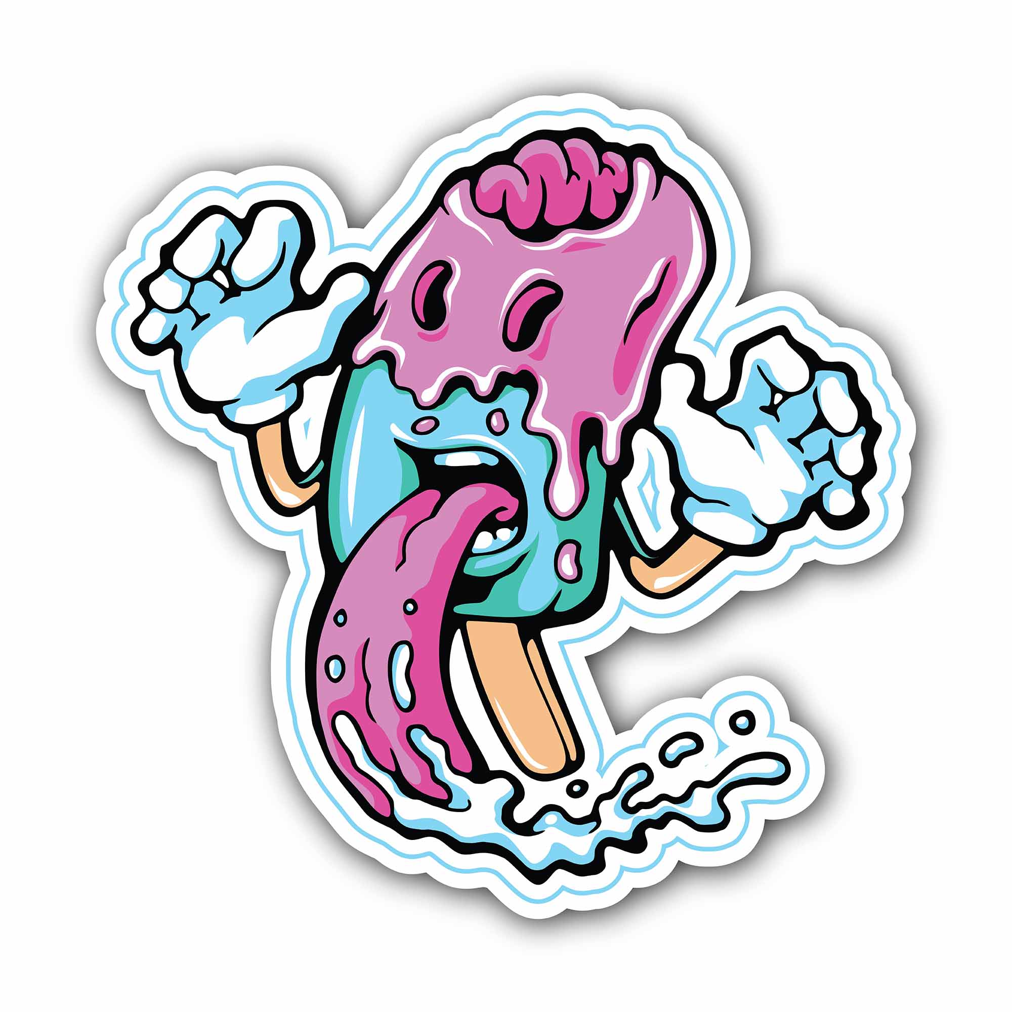 Zombie Ice cream Sticker, Waterproof Vinyl Decal Sticker Indoor Or Outdoor 2 (Pieces) 3" and 5"