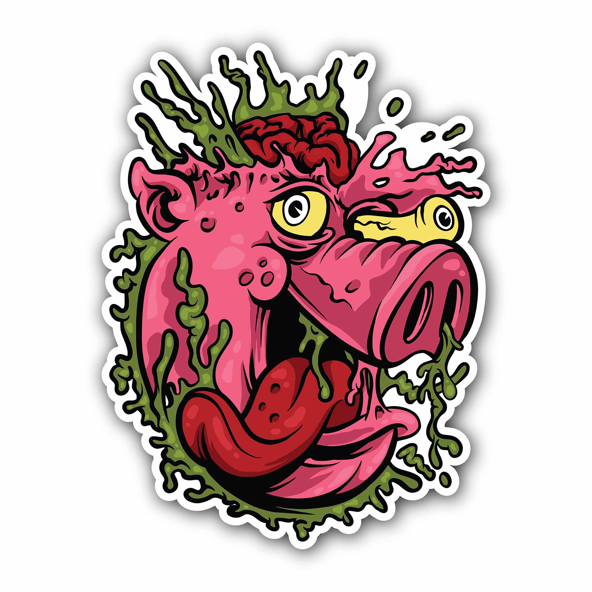 Zombie Pig Sticker, Waterproof Vinyl Decal Sticker Indoor Or Outdoor 2 (Pieces) 3" and 5"