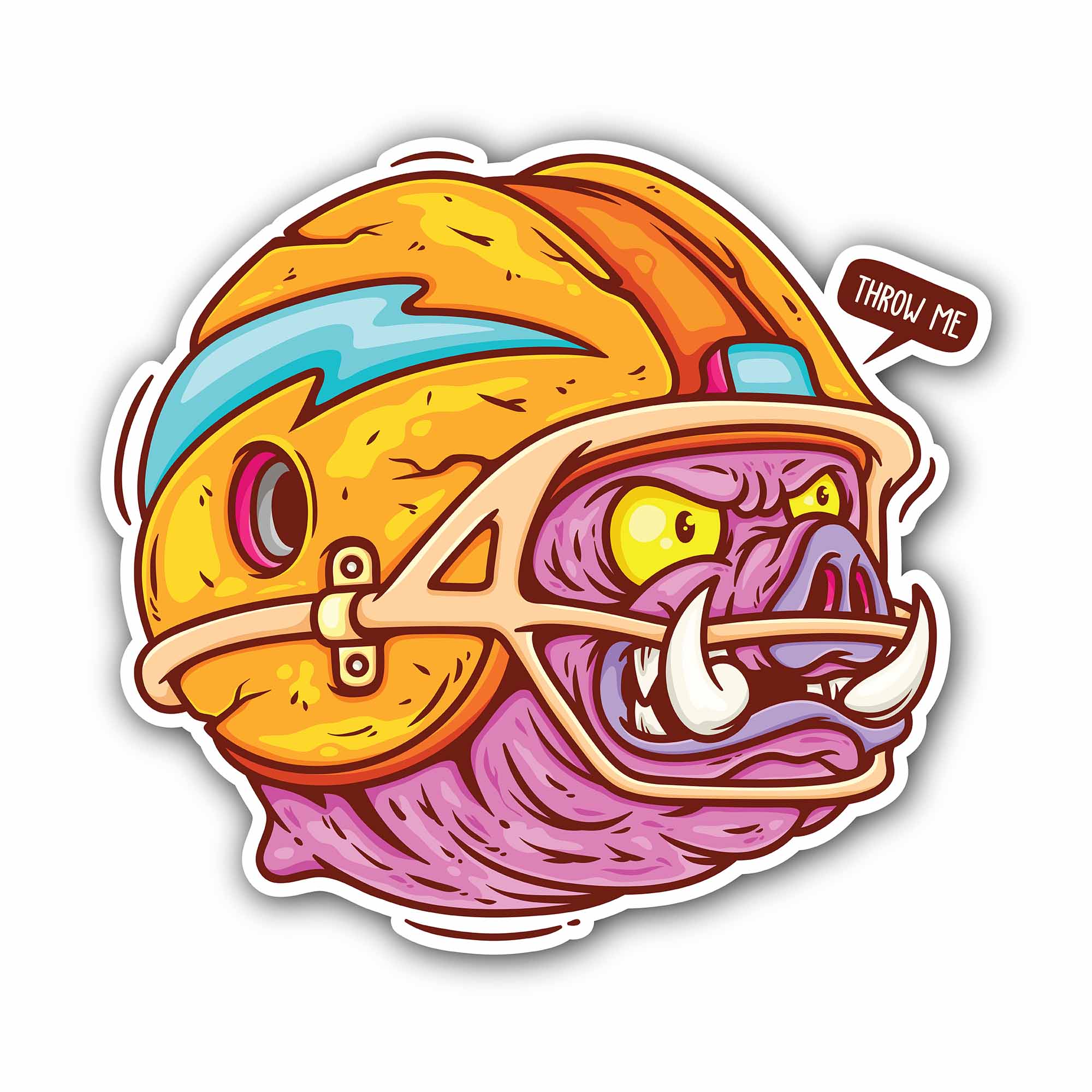 Wild Boar With Baseball Helmet Sticker, Waterproof Vinyl Decal Sticker Indoor Or Outdoor 2 (Pieces) 3" and 5"