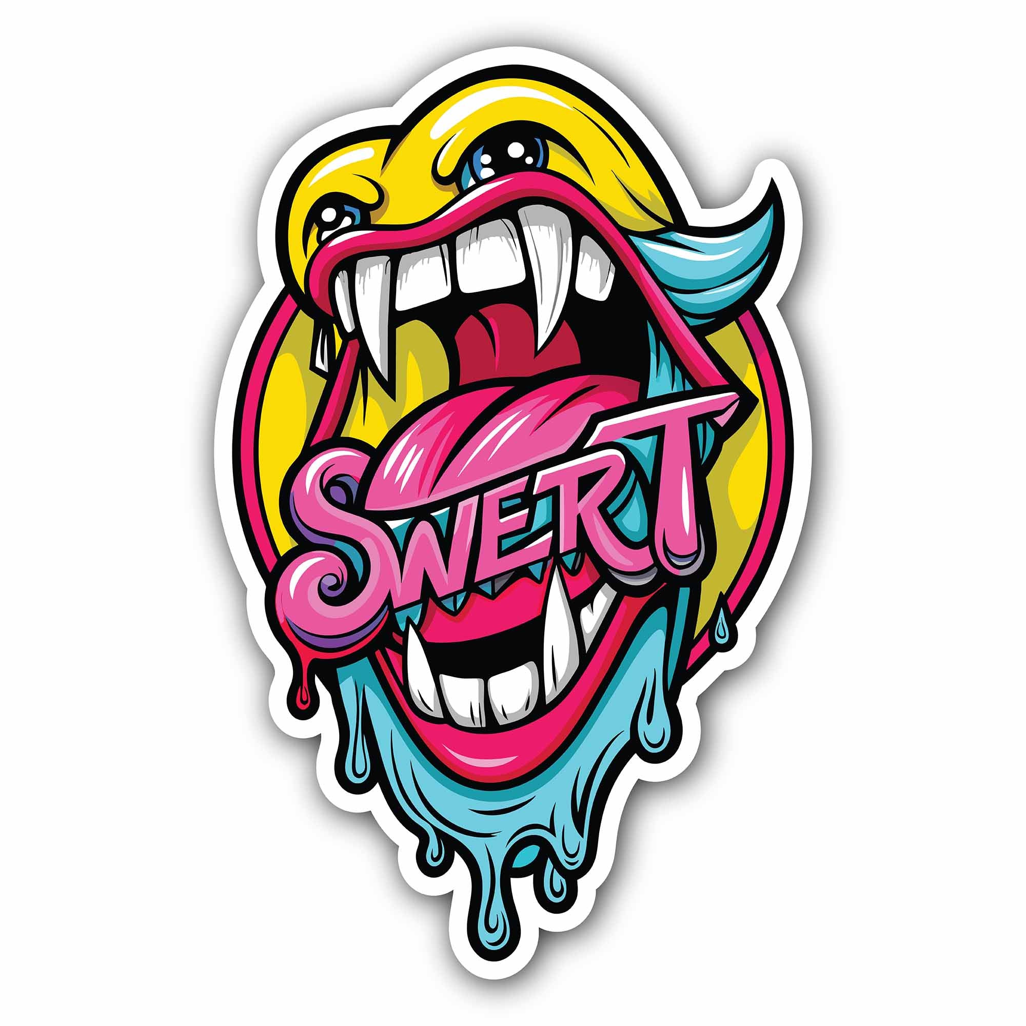 Swert text and big mouth Sticker, Waterproof Vinyl Decal Sticker Indoor Or Outdoor 2 (Pieces) 3" and 5"