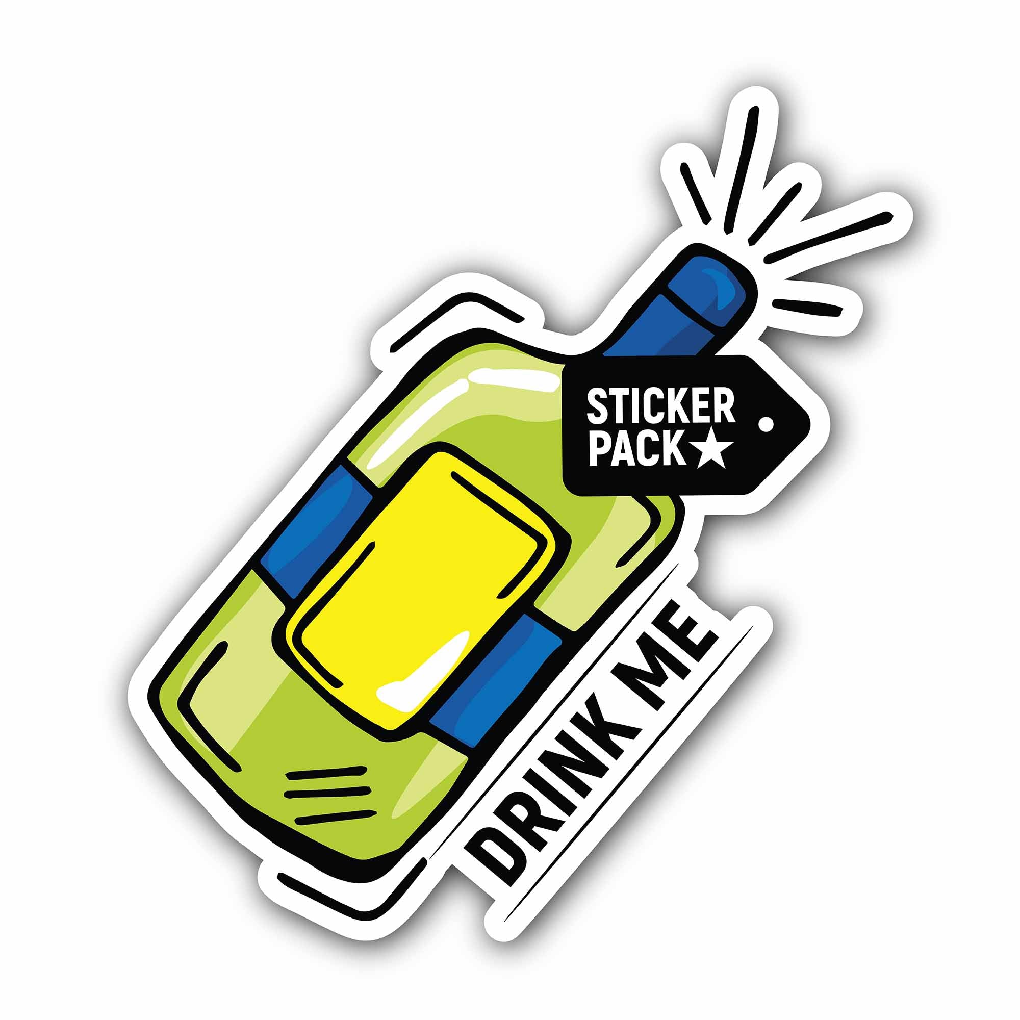 Drink Me Sticker, Waterproof Vinyl Decal Sticker Indoor Or Outdoor 2 (Pieces) 3" and 5"