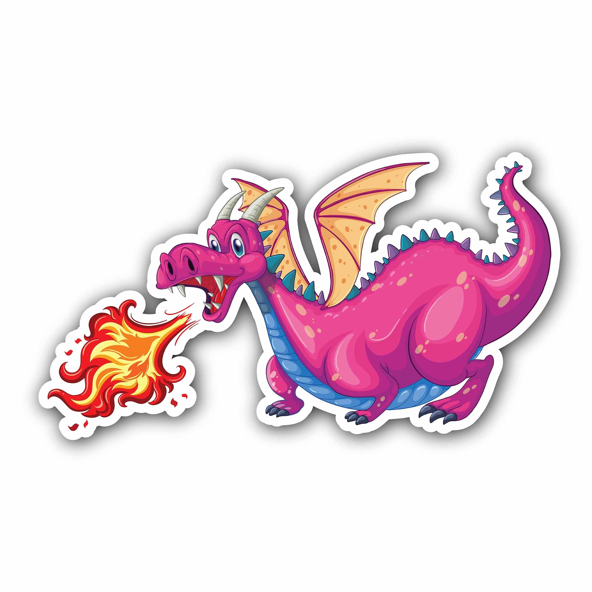 Dragon blowing fire Sticker, Waterproof Vinyl Decal Sticker Indoor Or Outdoor 2 (Pieces) 3" and 5"