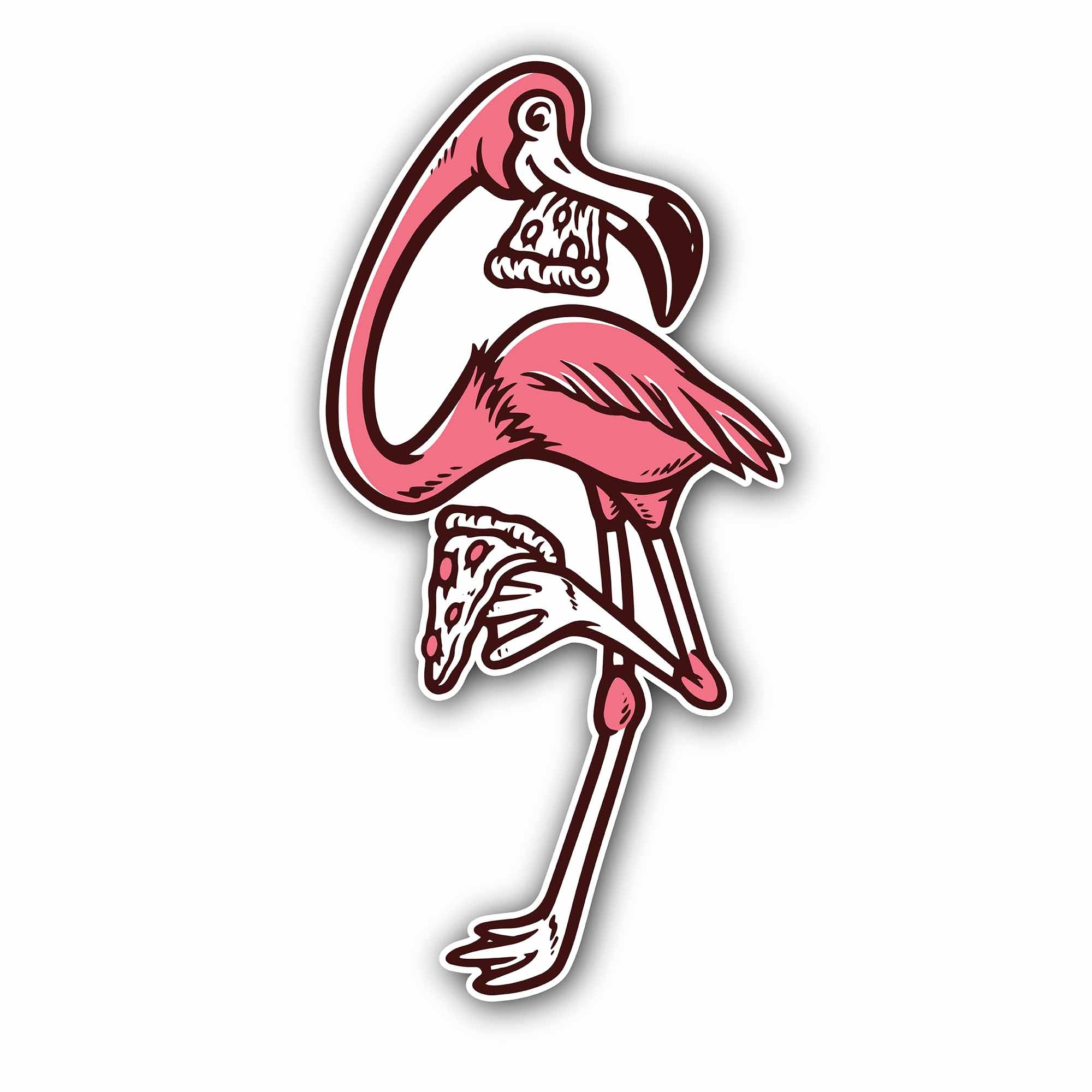 Pizza Flamingo Sticker, Waterproof Vinyl Decal Sticker Indoor Or Outdoor 2 (Pieces) 3" and 5"