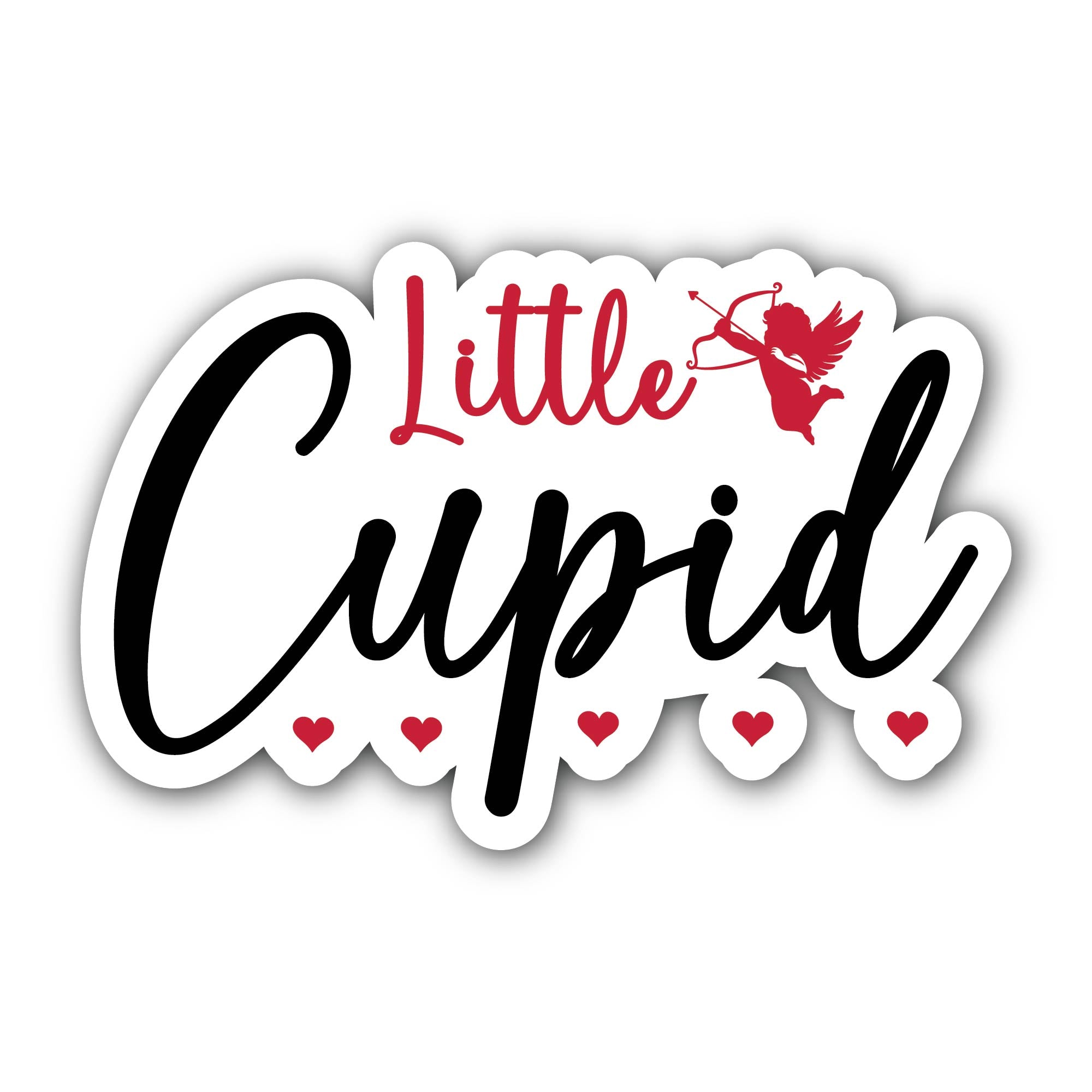 Little Cupid Text Sticker, Waterproof Vinyl Decal Sticker Indoor Or Outdoor 2 (Pieces) 3" and 5"