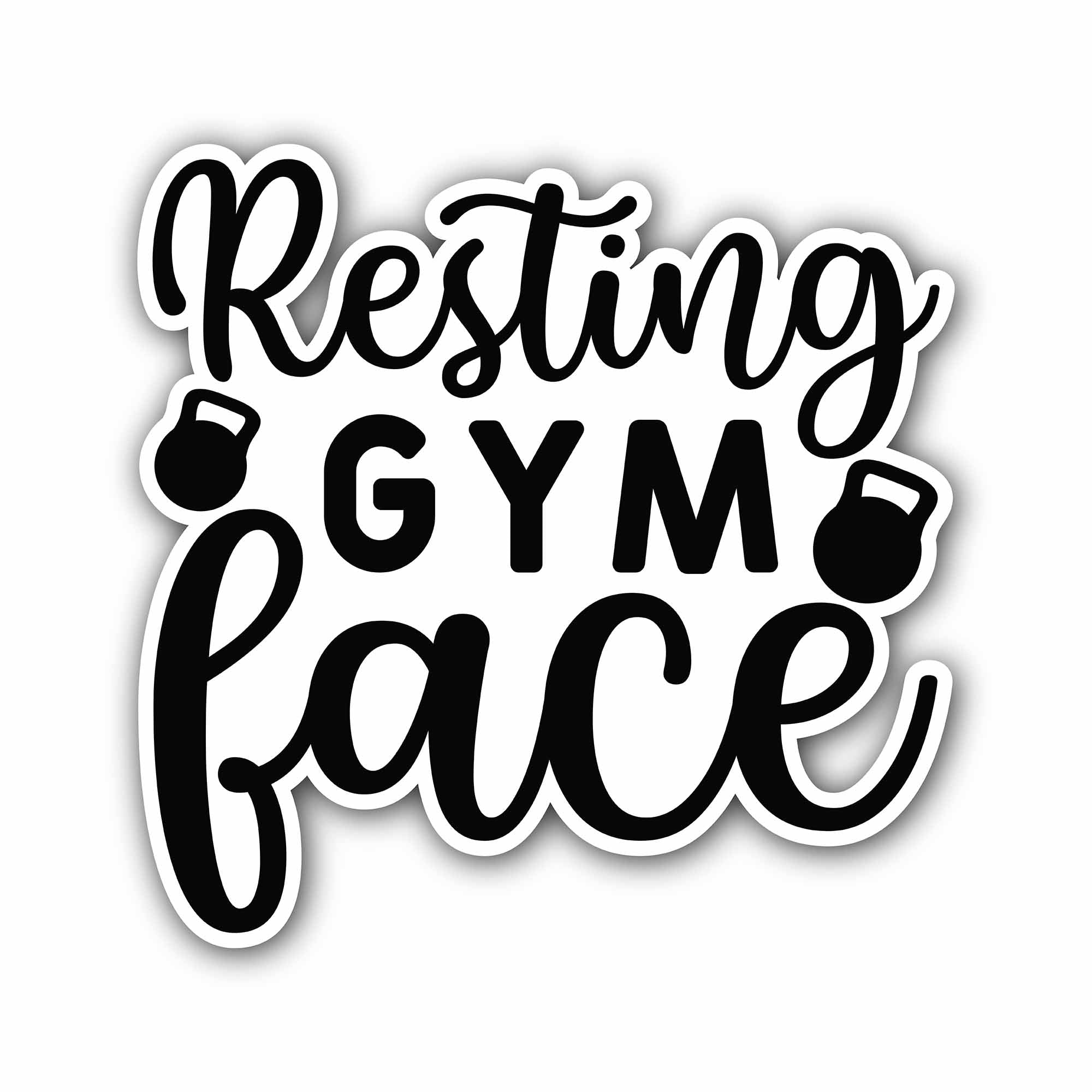 Resting Gym Face Sticker, Waterproof Vinyl Decal Sticker Indoor Or Outdoor 2 (Pieces) 3" and 5"