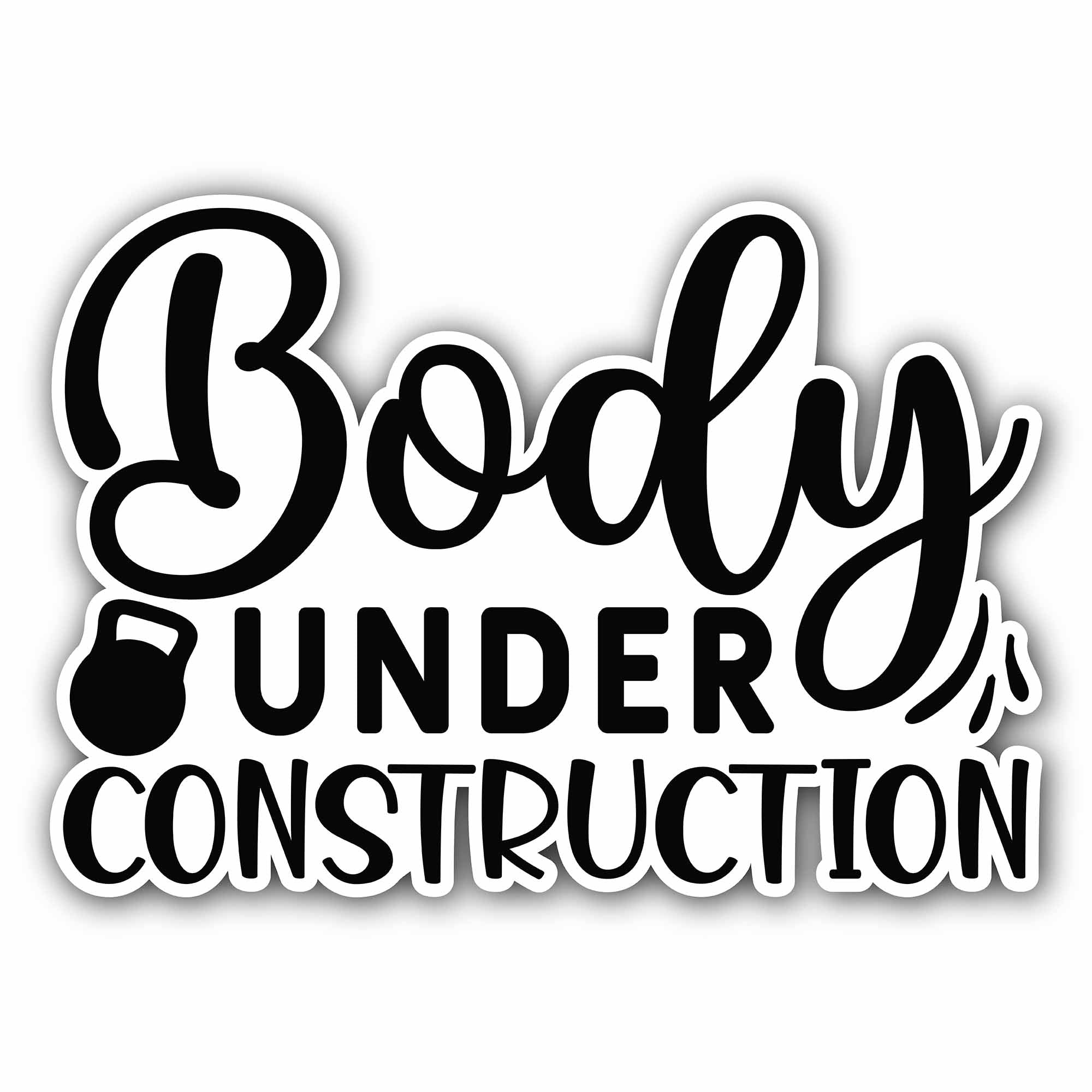Body Under Construction text Sticker, Waterproof Vinyl Decal Sticker Indoor Or Outdoor 2 (Pieces) 3" and 5"