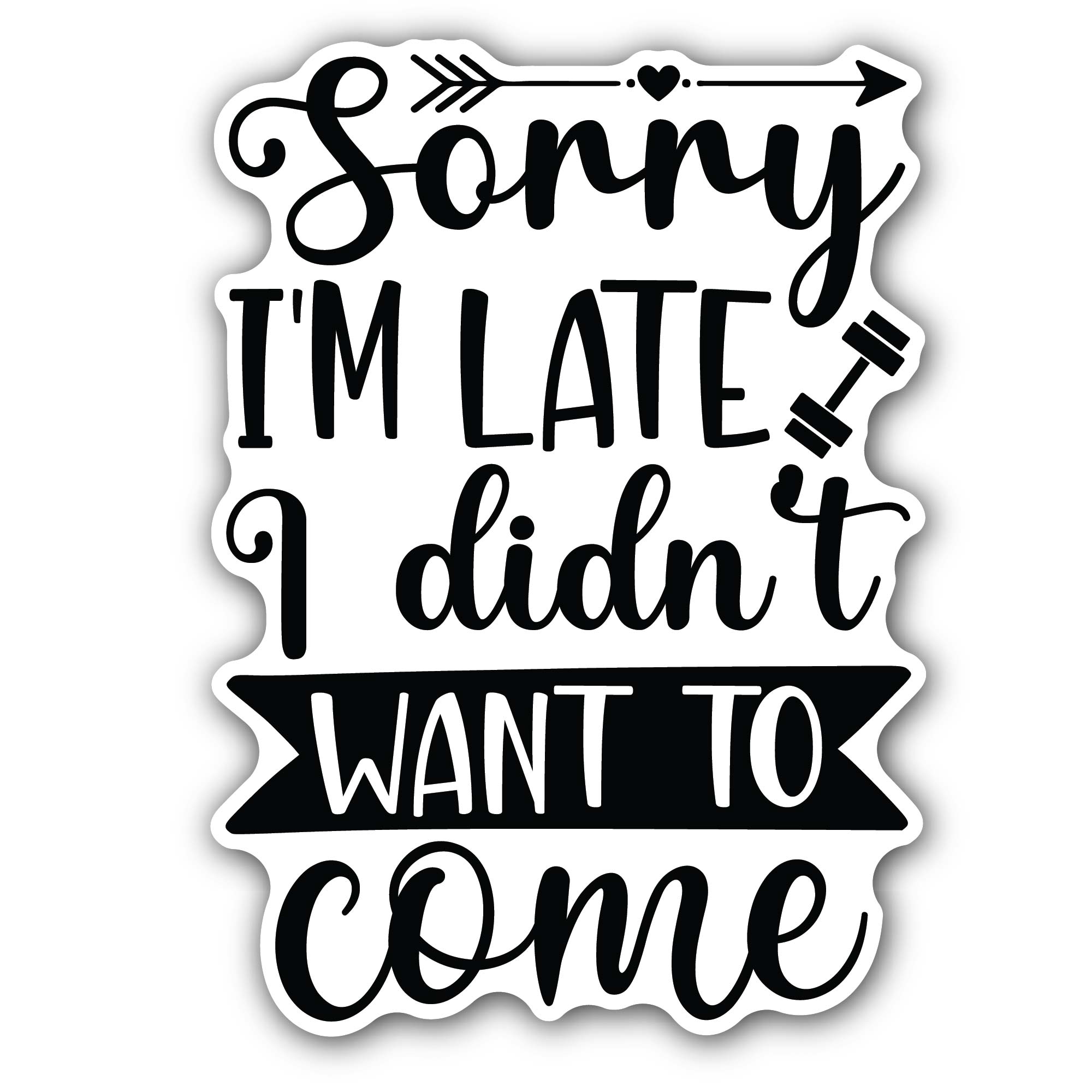 Sorry I'm Late I Didn't Want To Come Sticker, Waterproof Vinyl Decal Sticker Indoor Or Outdoor 2 (Pieces) 3" and 5"