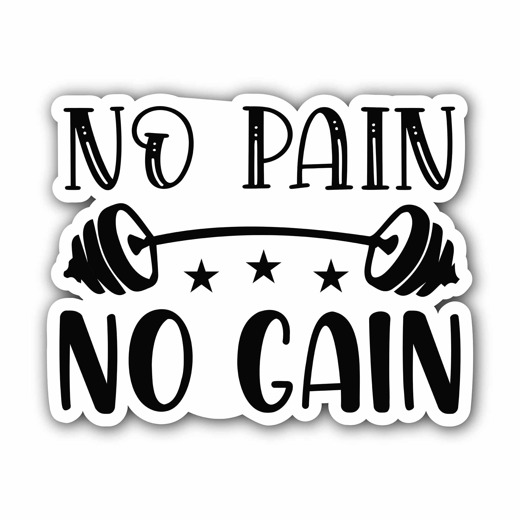 No pain, no gain Text Sticker, Waterproof Vinyl Decal Sticker Indoor Or Outdoor 2 (Pieces) 3" and 5"