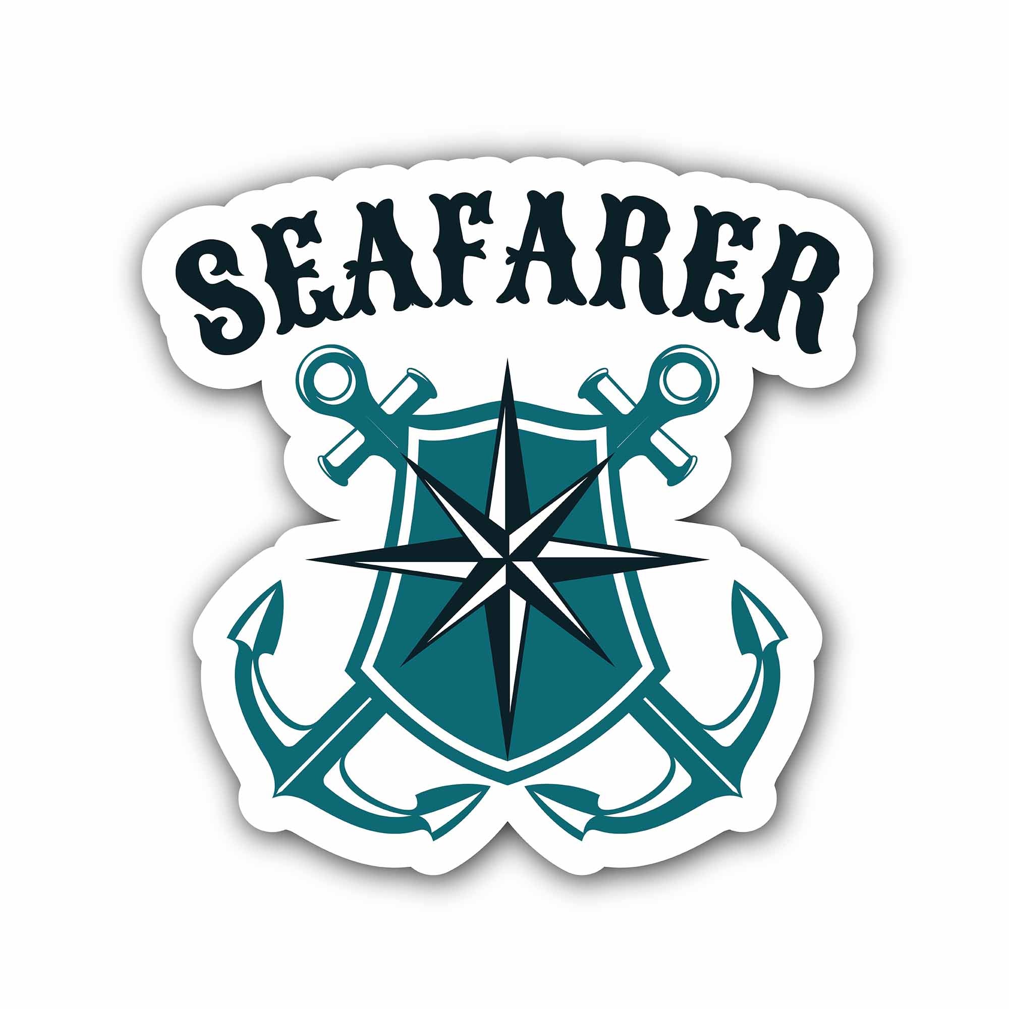 Seafarer Seal Sticker, Waterproof Vinyl Decal Sticker Indoor Or Outdoor 2 (Pieces) 3" and 5"