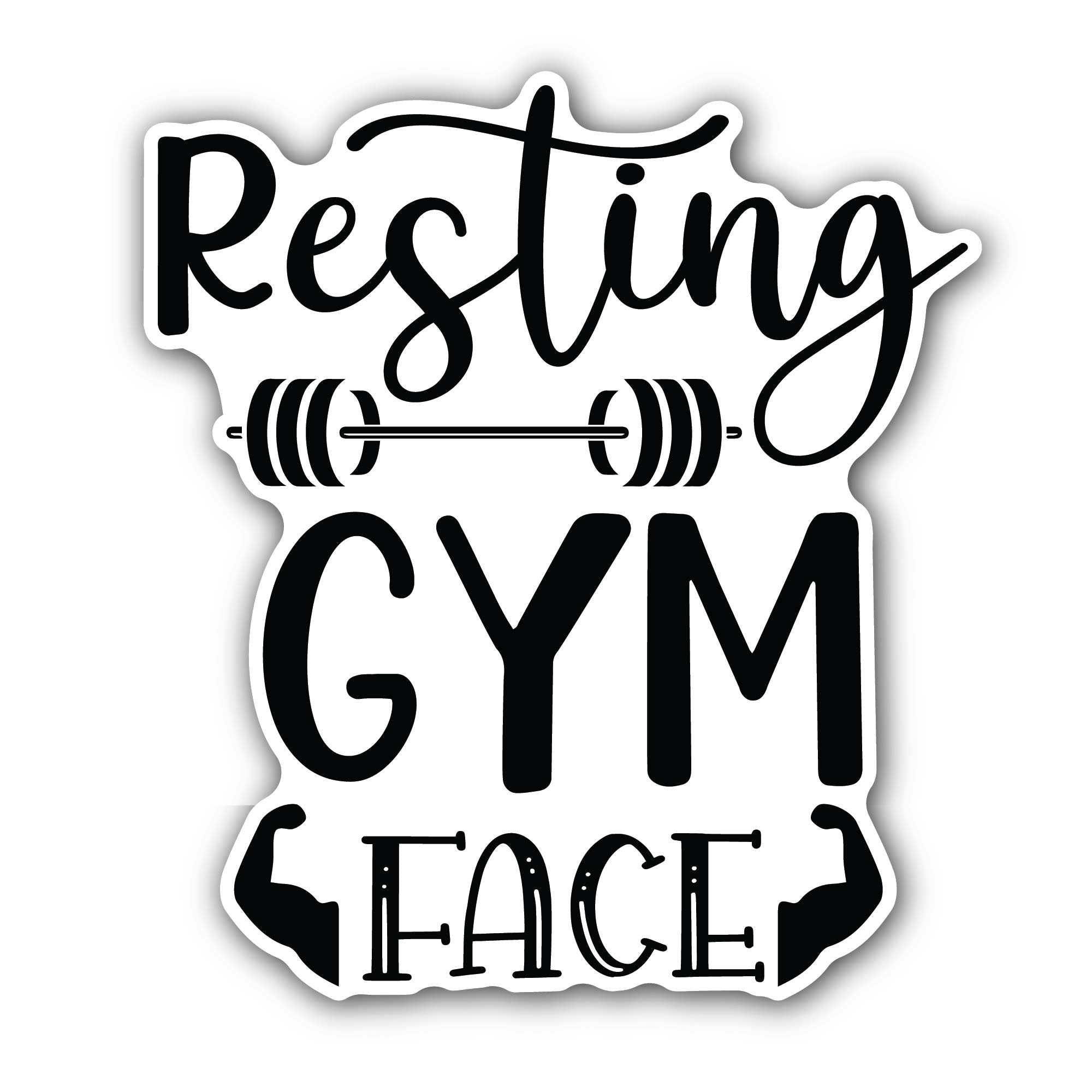 Resting Gym Face Sticker, Waterproof Vinyl Decal Sticker Indoor Or Outdoor 2 (Pieces) 3" and 5"