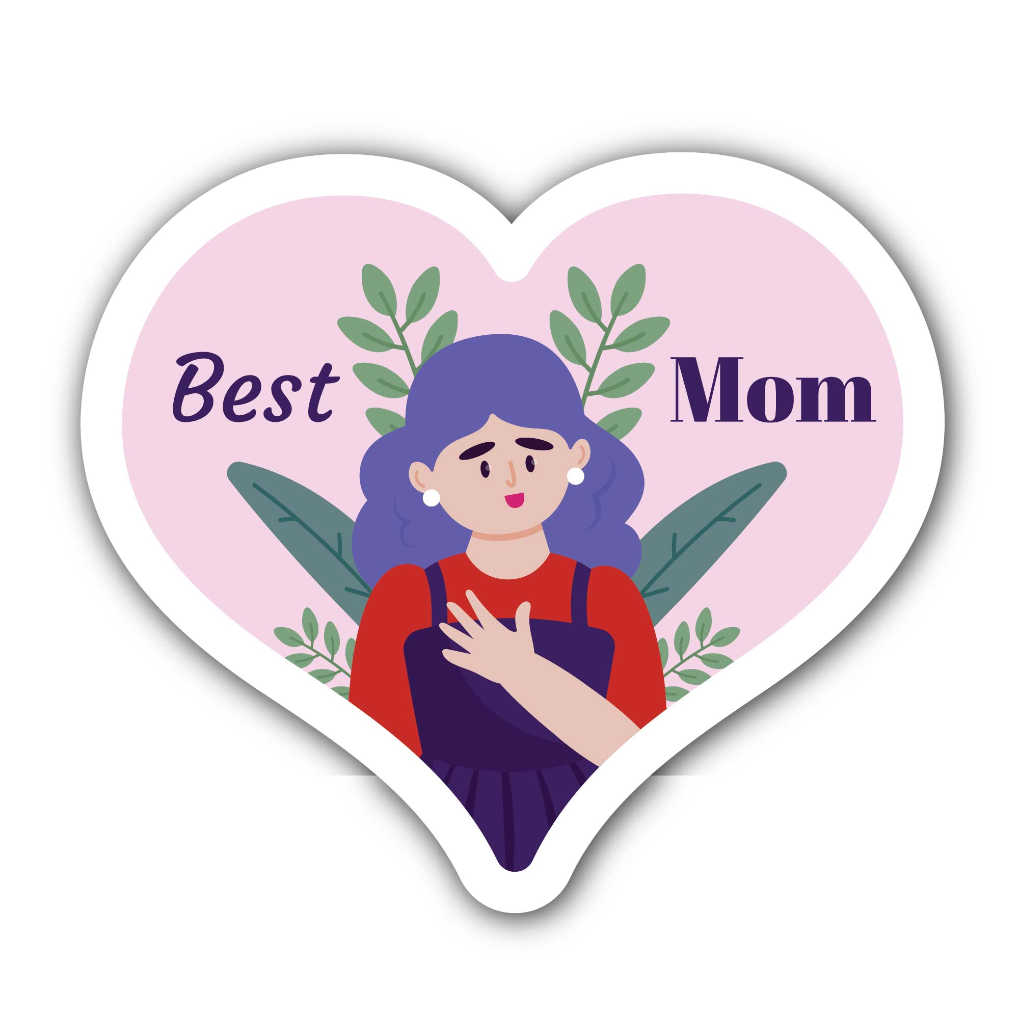 Best Mom Sticker, Waterproof Vinyl Decal Sticker Indoor Or Outdoor 2 (Pieces) 3" and 5"