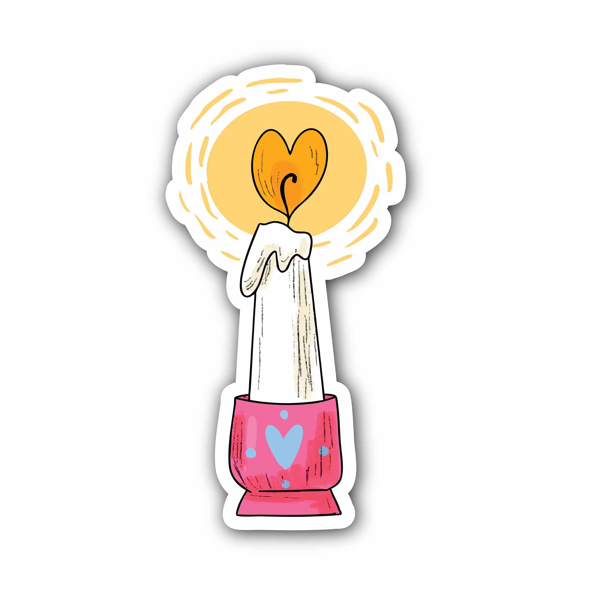 Heart Shaped Candle Sticker, Waterproof Vinyl Decal Sticker Indoor Or Outdoor 2 (Pieces) 3" and 5"