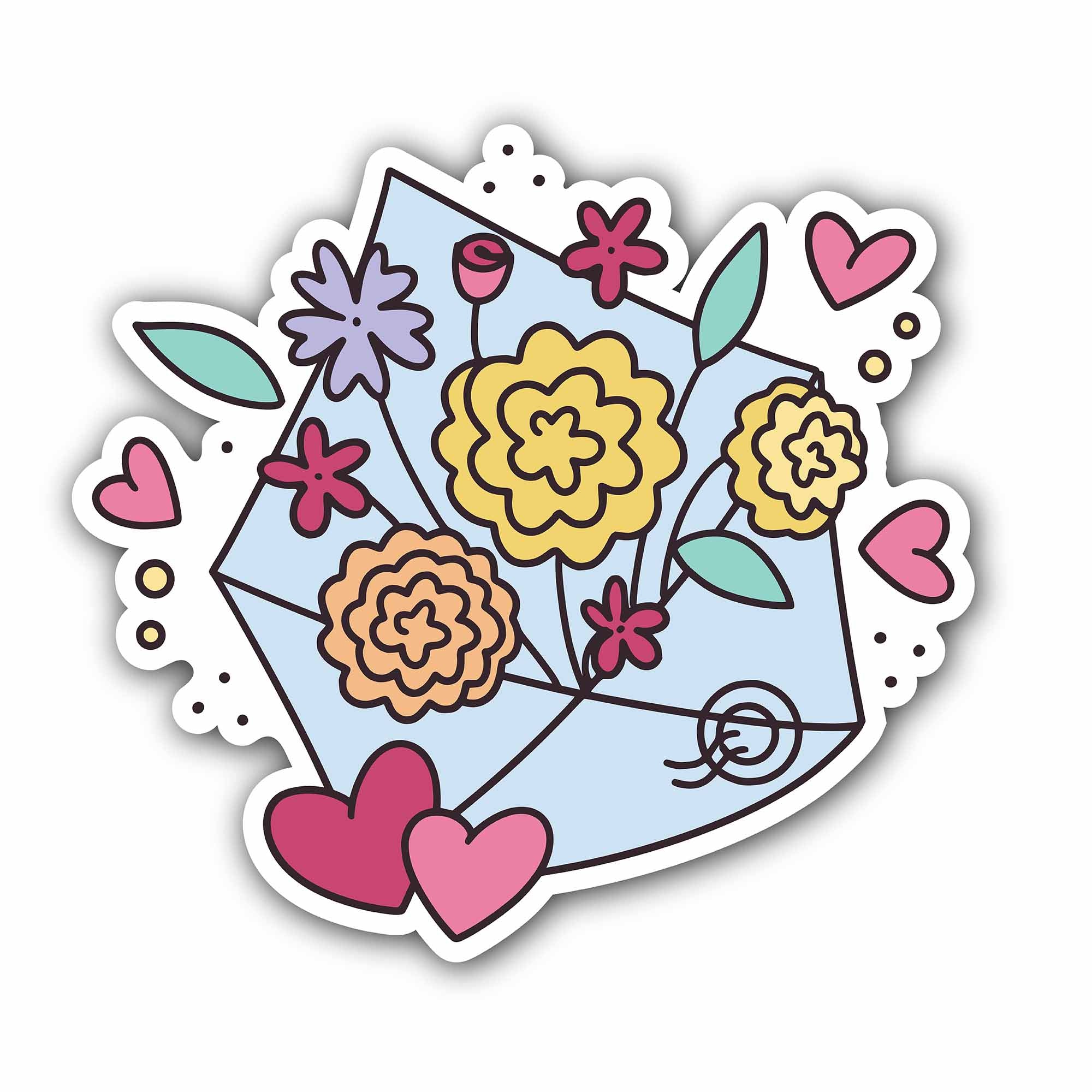 Sent with Love Sticker, Waterproof Vinyl Decal Sticker Indoor Or Outdoor 2 (Pieces) 3" and 5"