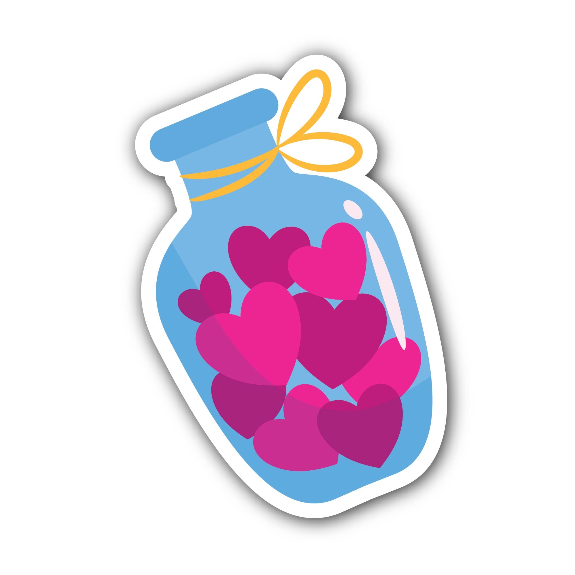 Jar with Heart Sticker, Waterproof Vinyl Decal Sticker Indoor Or Outdoor 2 (Pieces) 3" and 5"