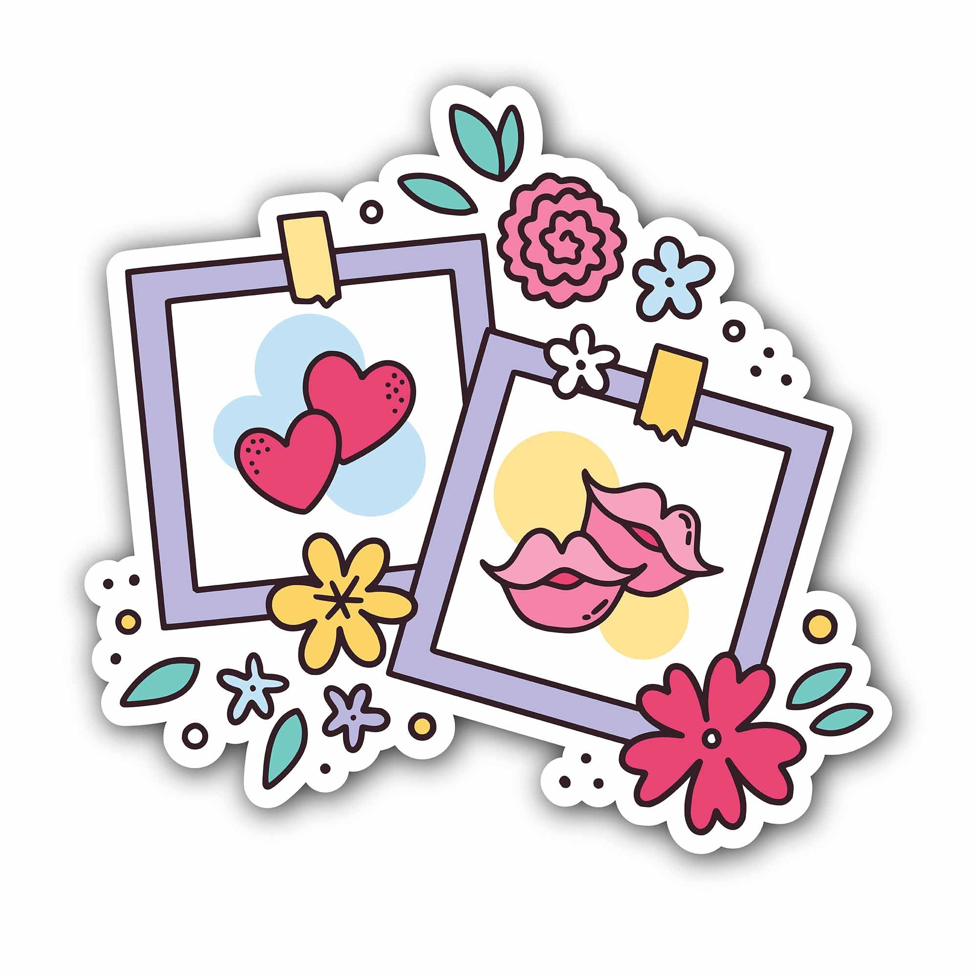 Love & Kisses Sticker, Waterproof Vinyl Decal Sticker Indoor Or Outdoor 2 (Pieces) 3" and 5"