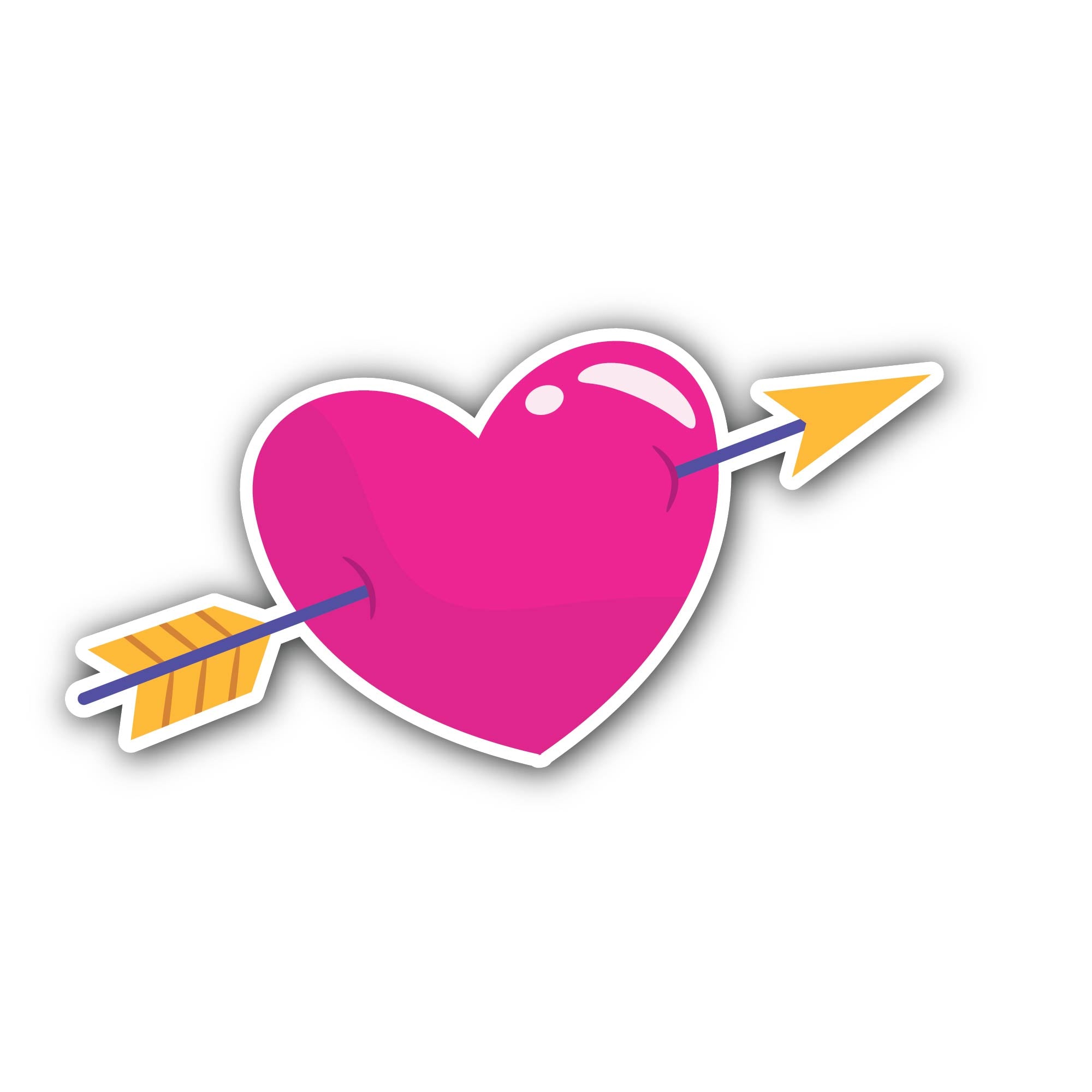 Heart with Arrow Love Sticker, Waterproof Vinyl Decal Sticker Indoor Or Outdoor 2 (Pieces) 3" and 5"