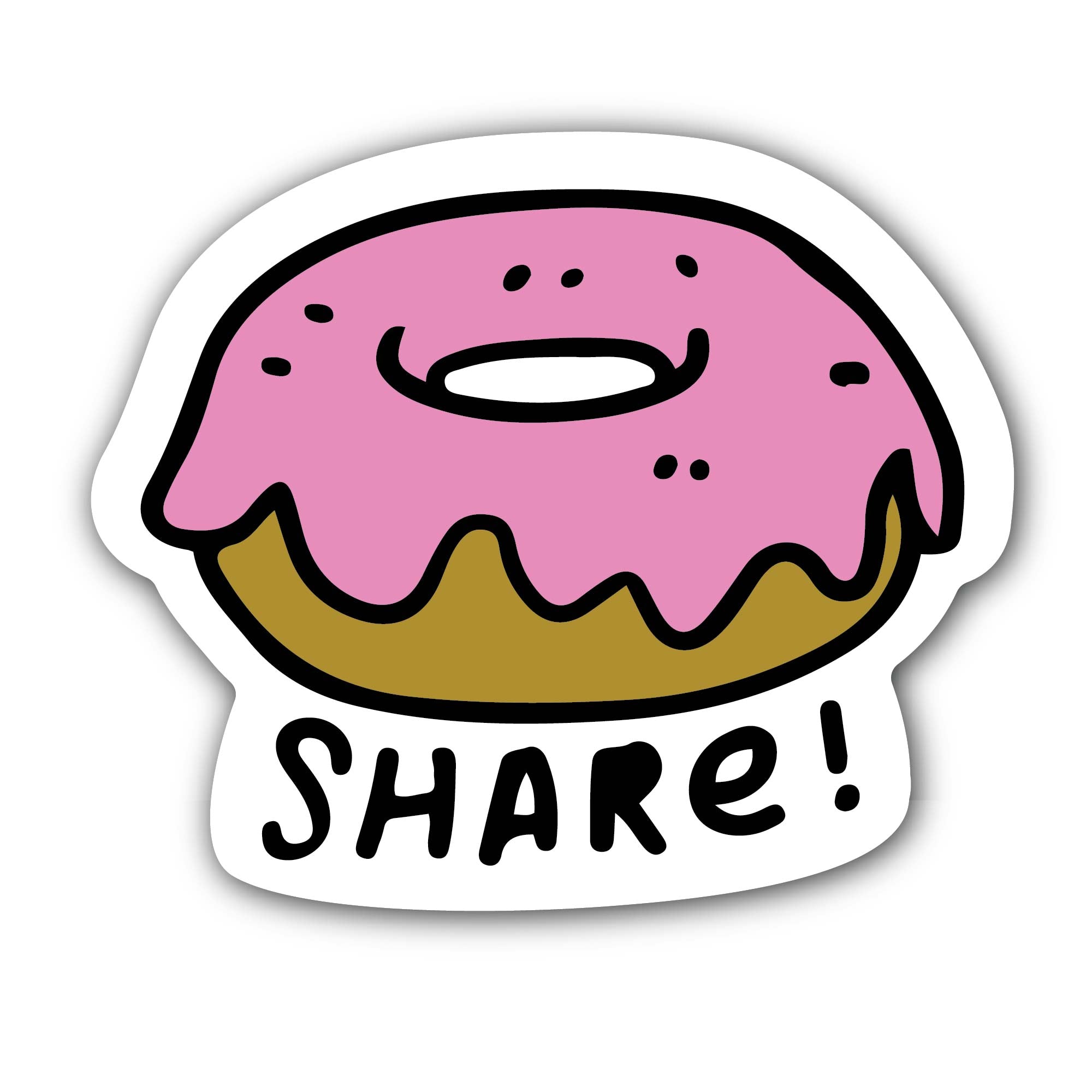 Share Donut Sticker, Waterproof Vinyl Decal Sticker Indoor Or Outdoor 2 (Pieces) 3" and 5"