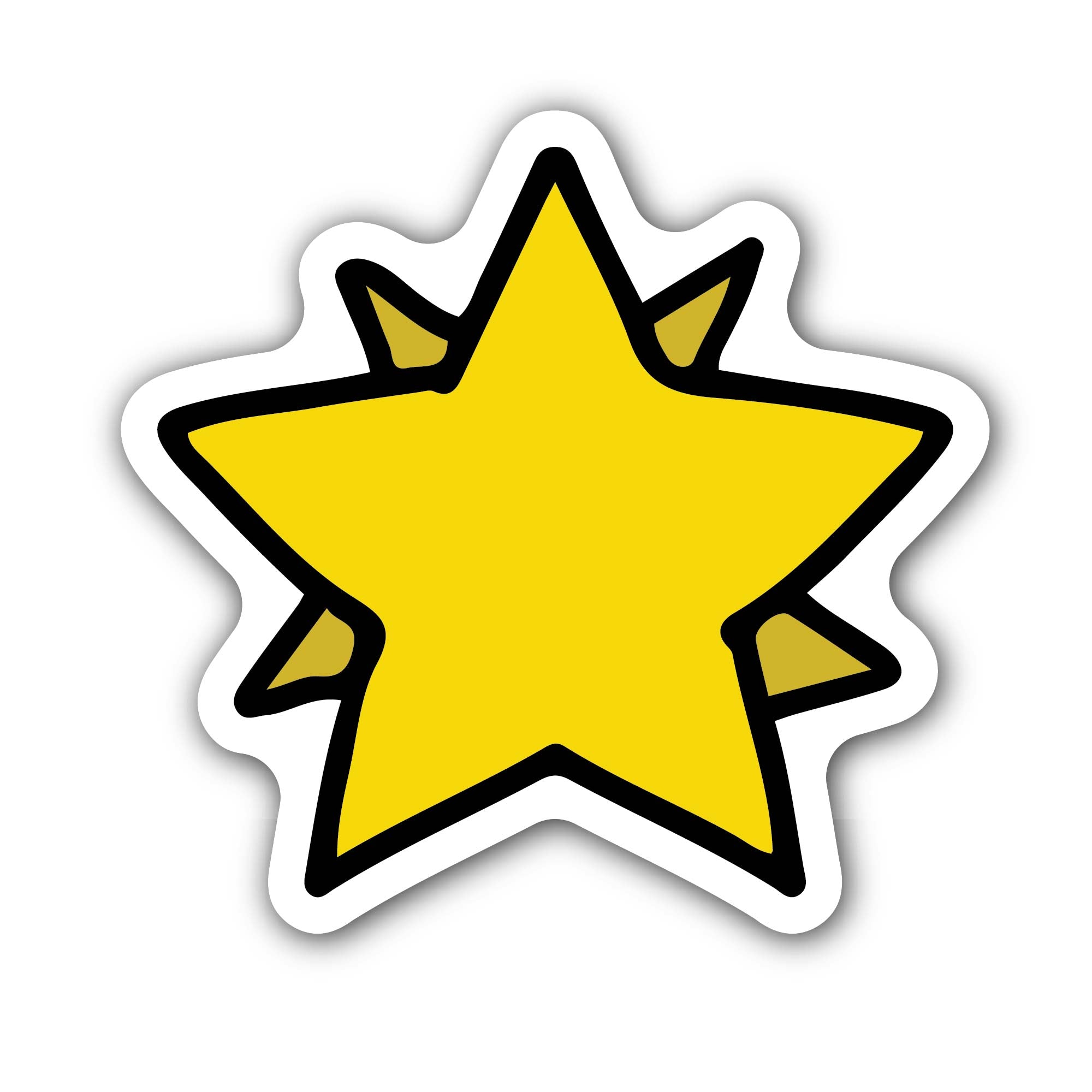 Yellow Star Sticker, Waterproof Vinyl Decal Sticker Indoor Or Outdoor 2 (Pieces) 3" and 5"