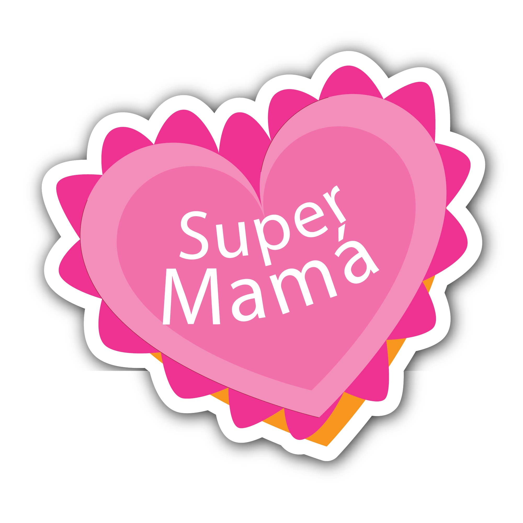 Super Mama message Sticker, Waterproof Vinyl Decal Sticker Indoor Or Outdoor 2 (Pieces) 3" and 5"