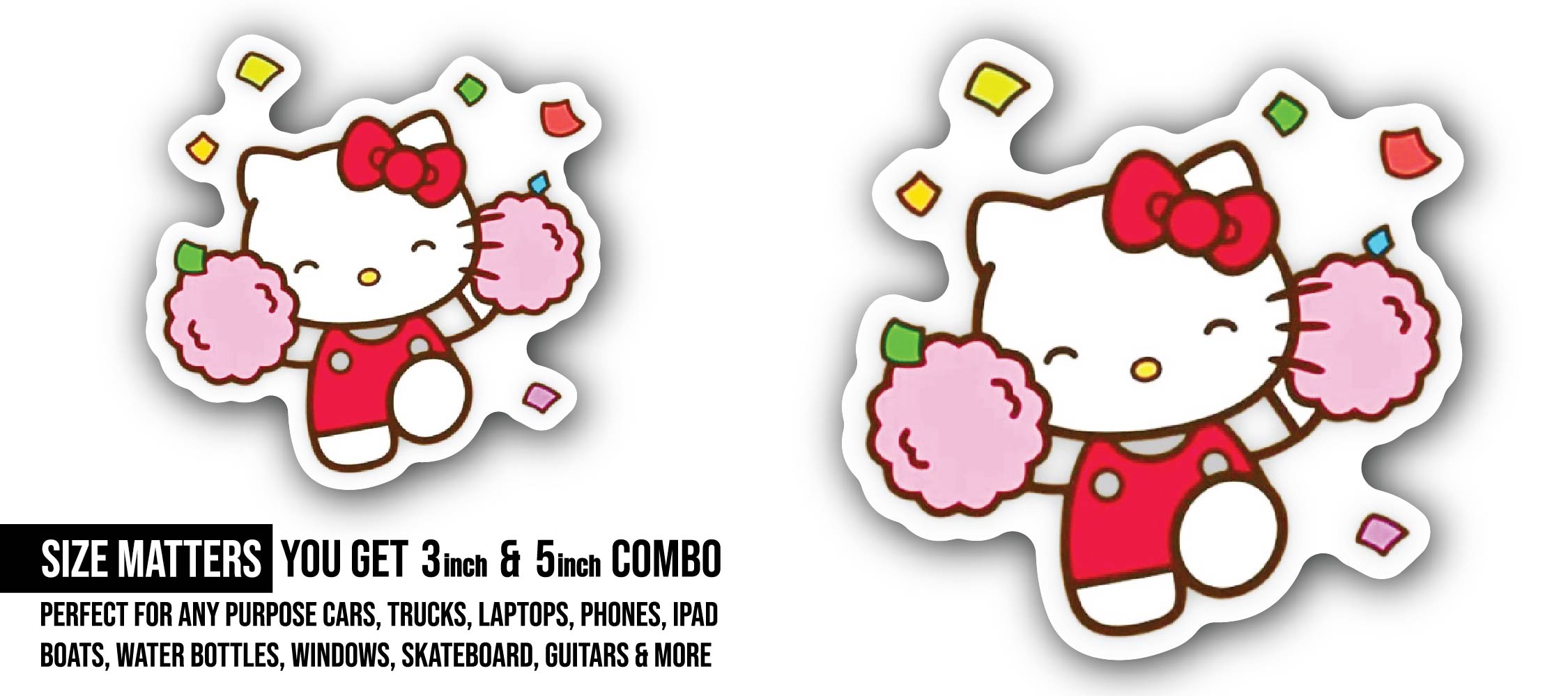 Cat Princess Sticker, Waterproof Vinyl Decal Sticker Indoor Or Outdoor 2 (Pieces) 3" and 5"