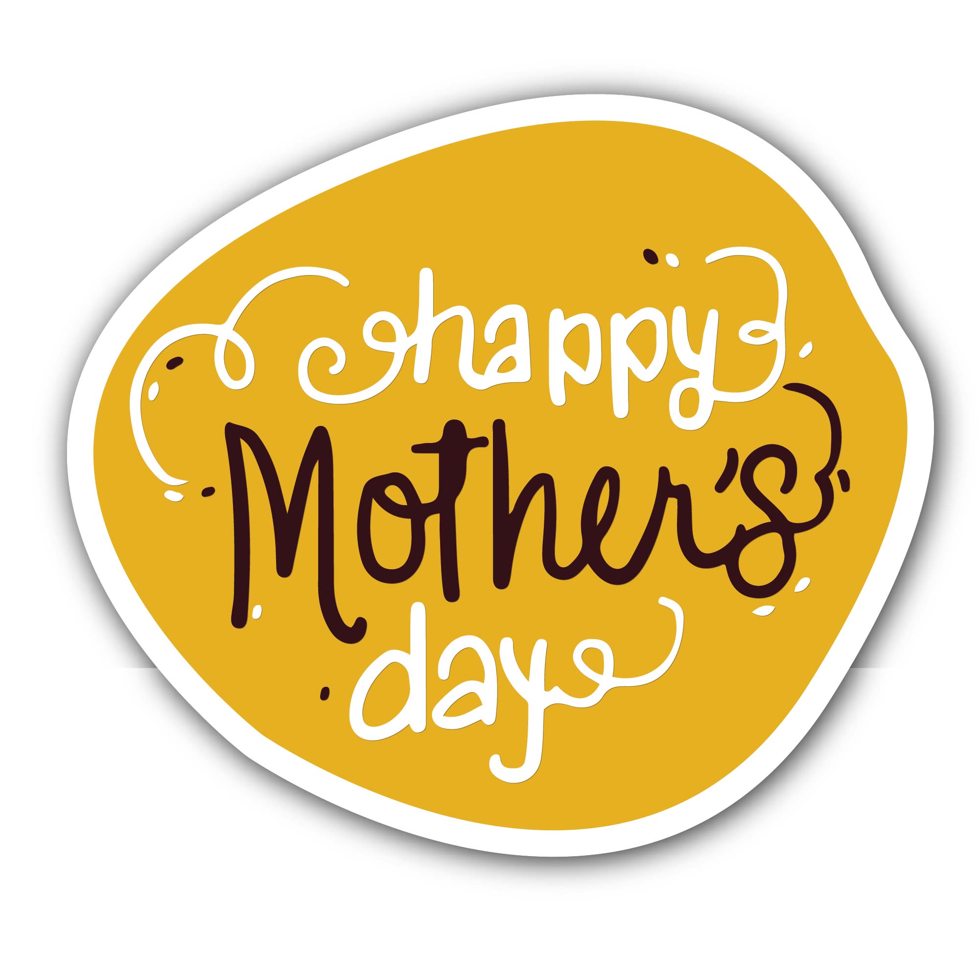 Yellow Background & Happy Mother's day Sticker, Waterproof Vinyl Decal Sticker Indoor Or Outdoor 2 (Pieces) 3" and 5"