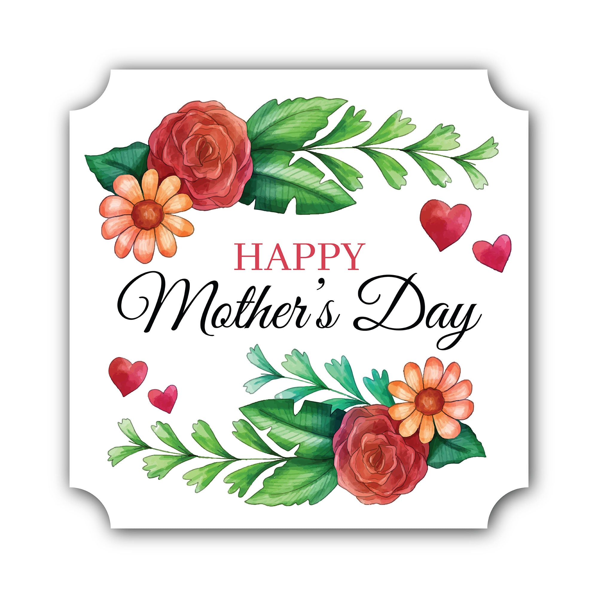 Happy mother's day Sticker, Waterproof Vinyl Decal Sticker Indoor Or Outdoor 2 (Pieces) 3" and 5"